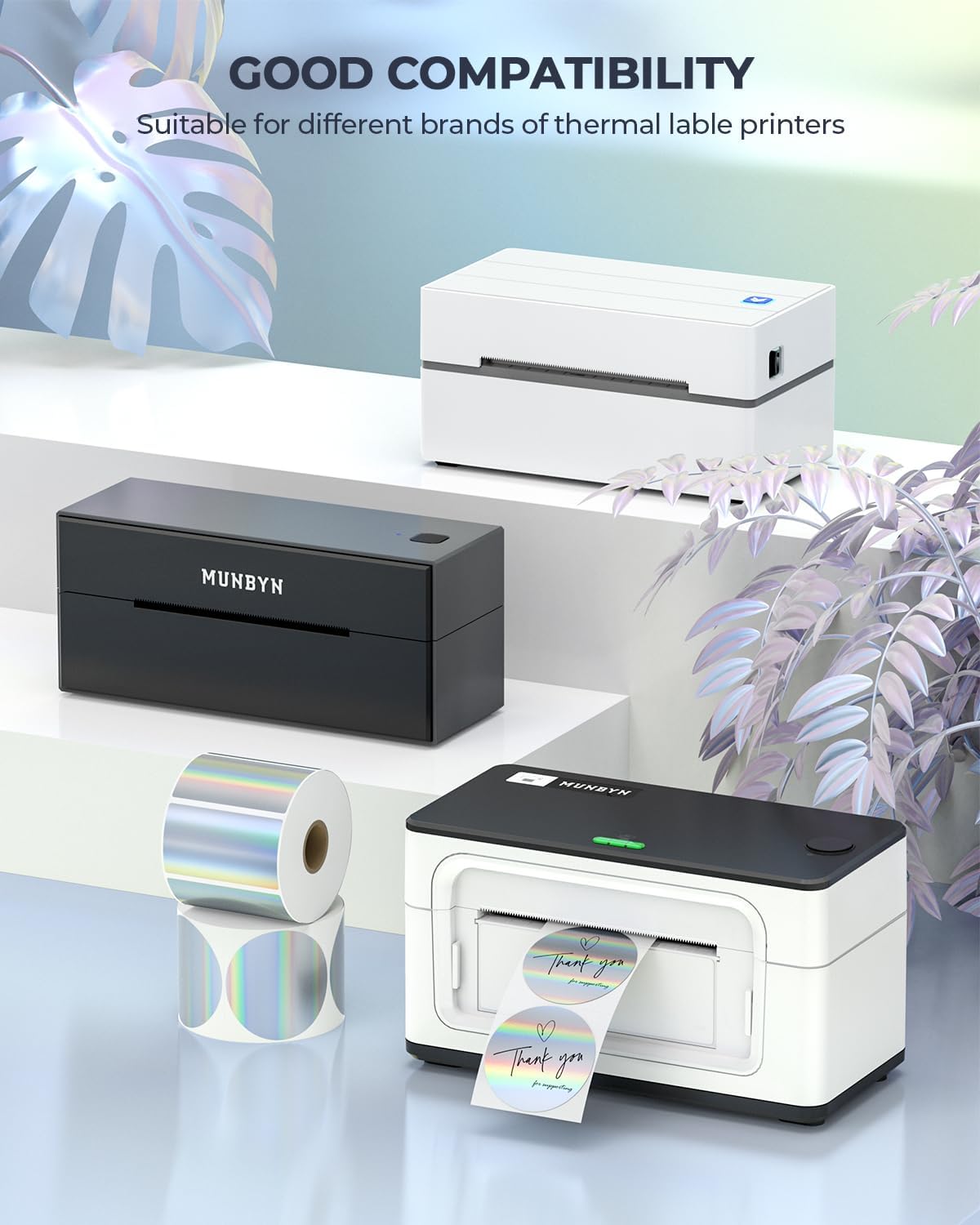 Detalle de MUNBYN holographic thermal labels 400