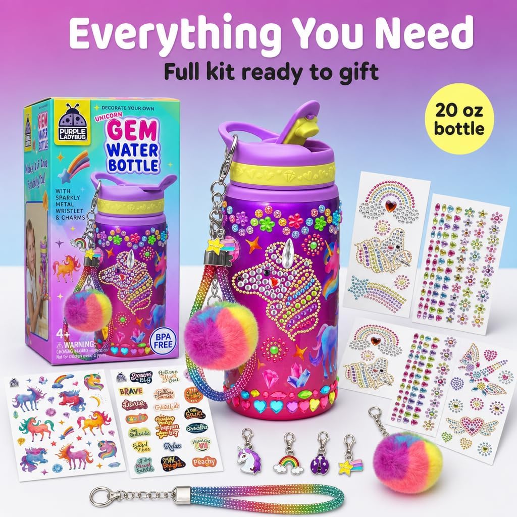 Thumbnail 2 de Purple Ladybug Water Bottle Decorating Kit