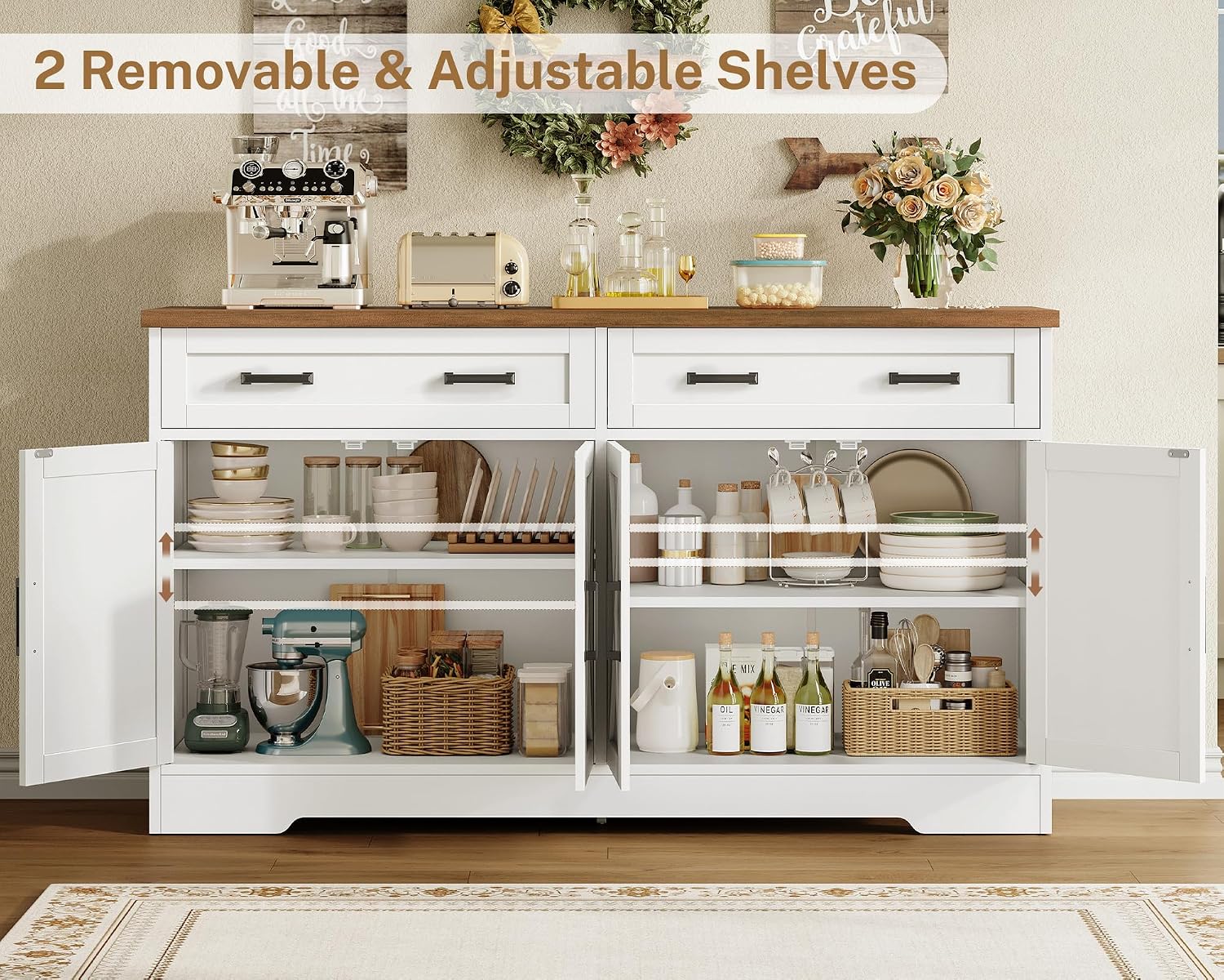 Detalle de Usikey Buffet Cabinet, 55.1-Inch