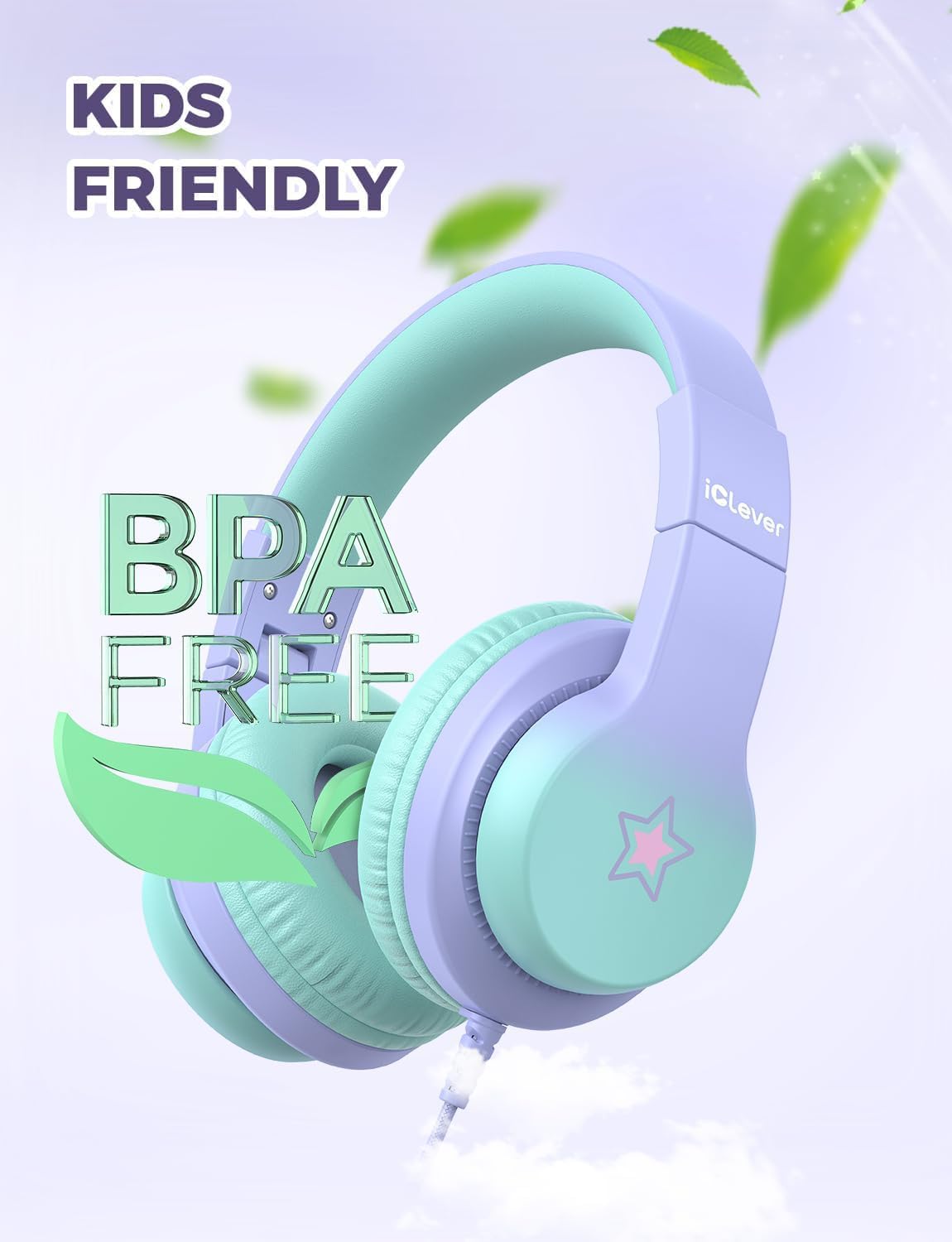 Thumbnail 3 de iClever Kinder Kopfhörer HS19S mit Kabel – sichere Lautstärke bis 85 dBA, Over-Ear & klappbar (3,5-mm)