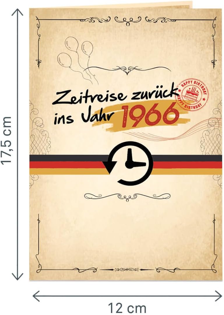 Thumbnail 4 de papercrush® Pop-Up Karte „Zurück ins Jahr 1966“ – lustige 3D Geburtstagskarte zum 60. Geburtstag für Frau & Mann
