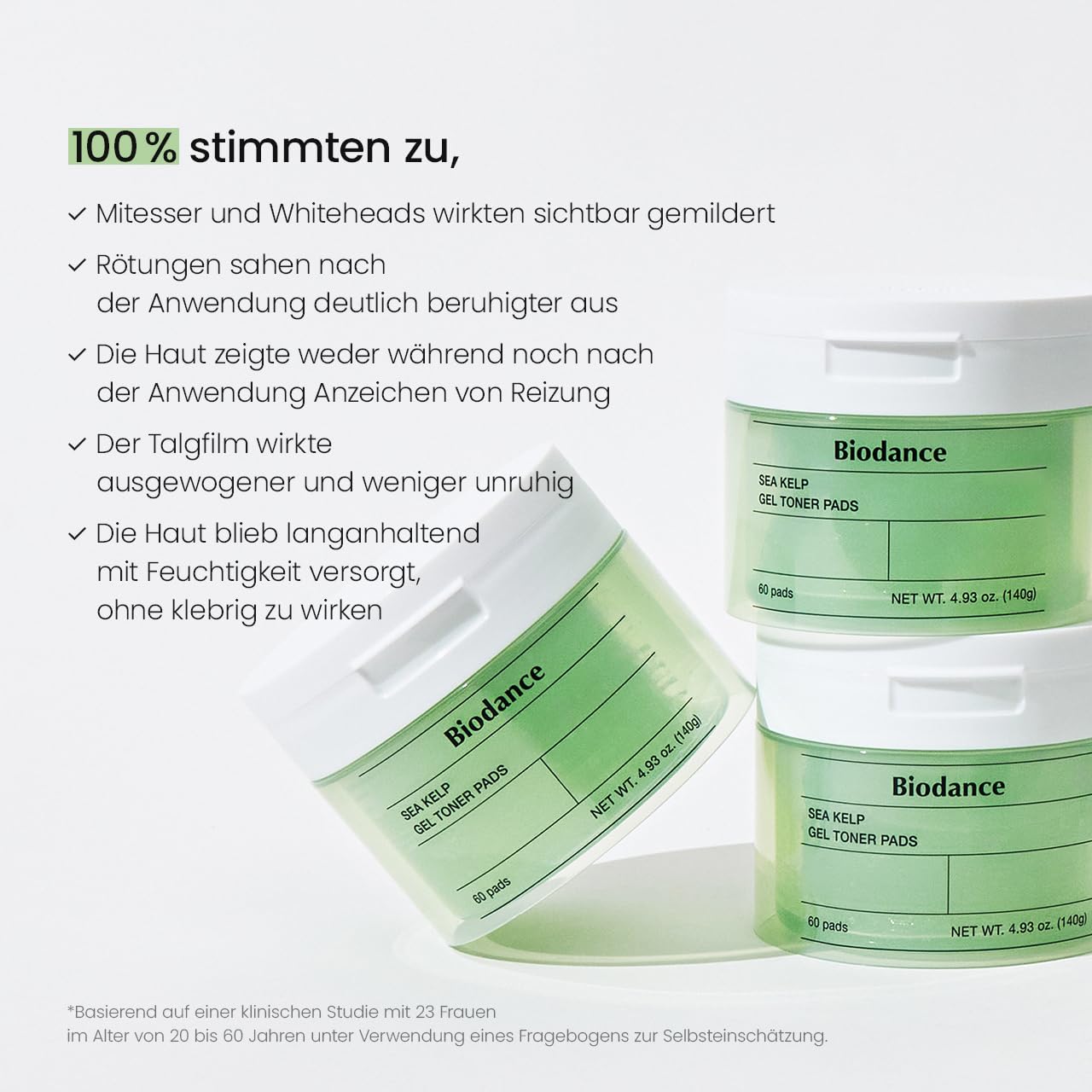 Detalle de BIODANCE Meeresalgen Gel-Toner-Pads – beruhigende Pflege für empfindliche Haut, Öl- und Talgkontrolle