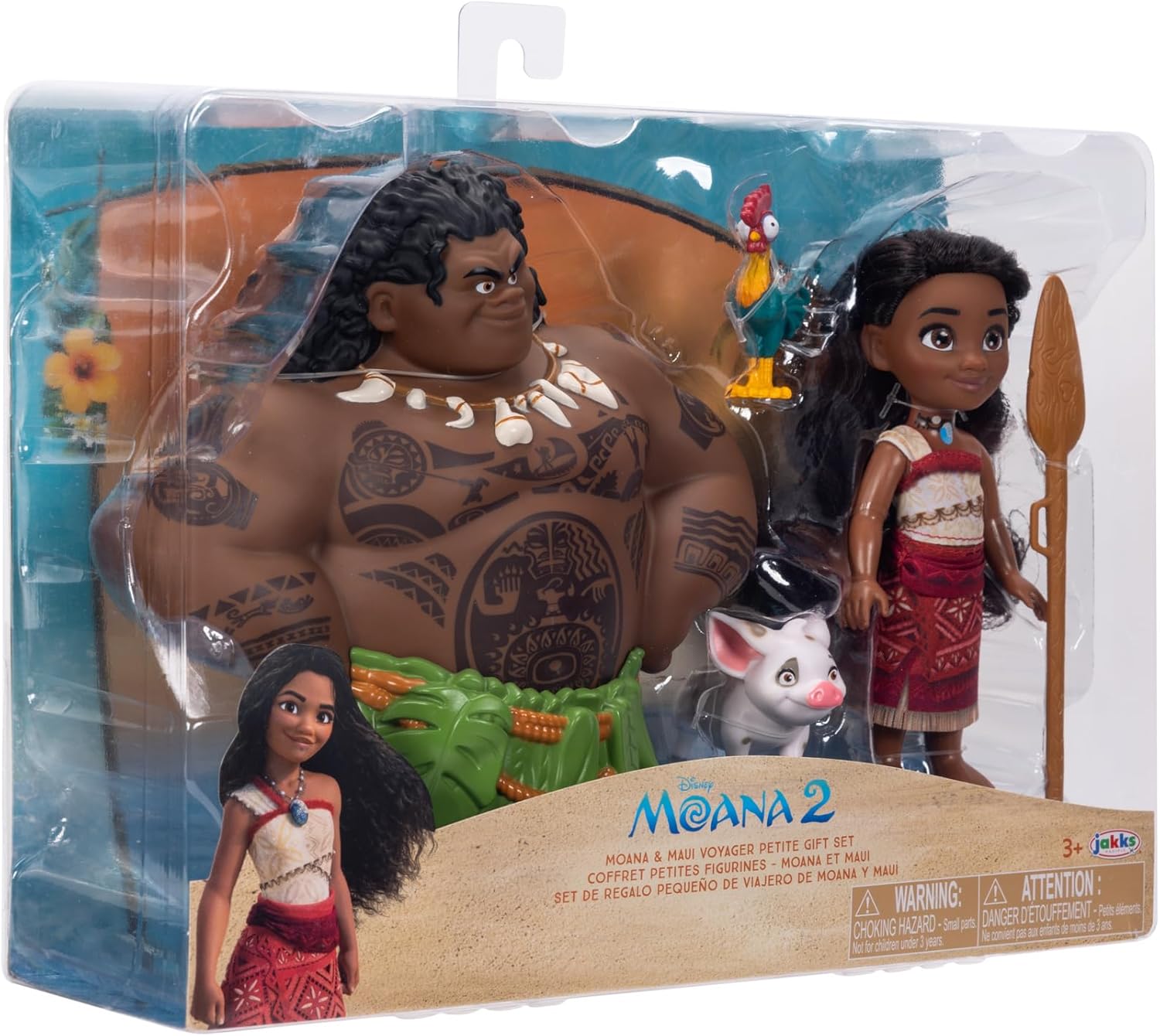 Detalle de Disney Moana & Maui Voyager Petite Dolls Gift Set – 6" tall, includes Moana, Maui, Pua & Heihei