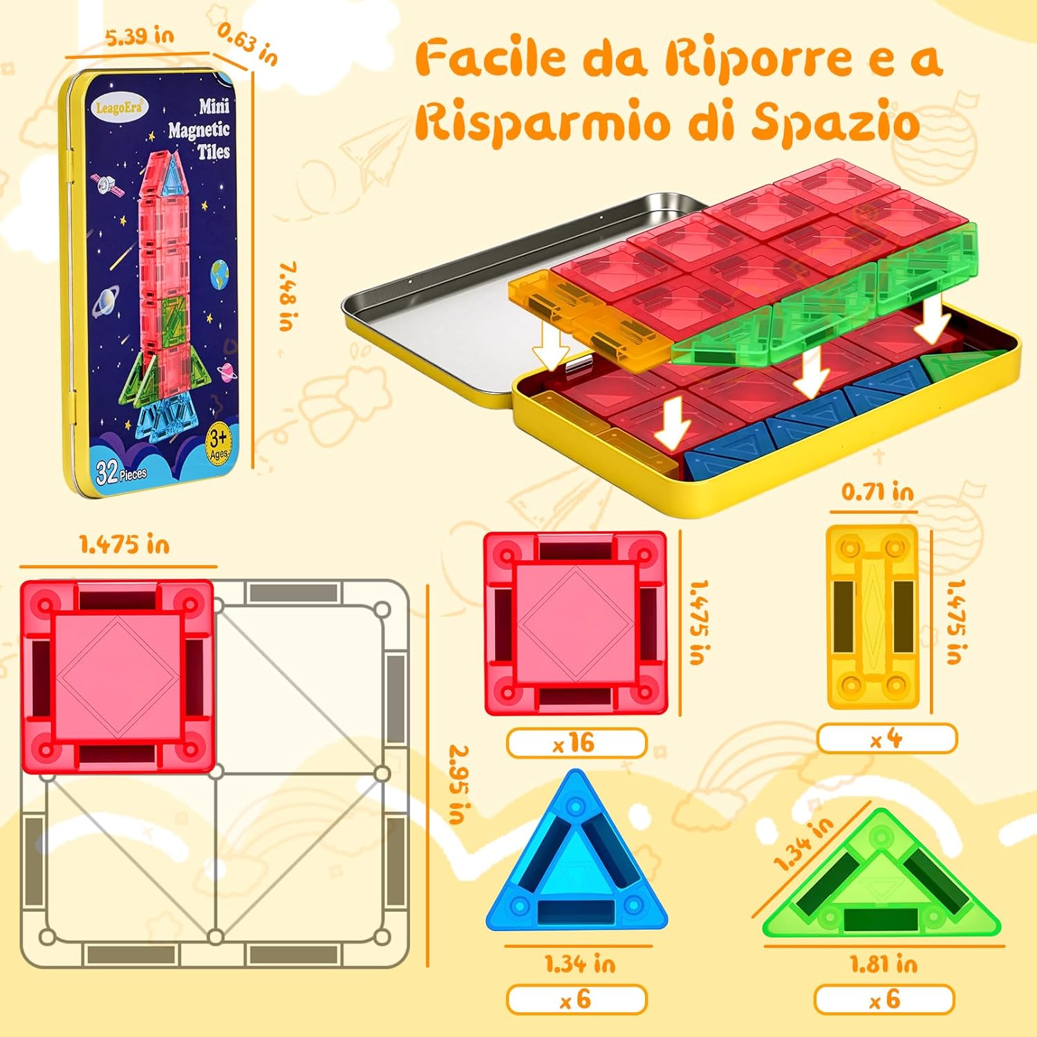 Thumbnail 6 de LeagoEra Mini Giochi di Costruzione Magnetici 32 Pezzi — Compagni di Viaggio Creativi per 3–8 Anni