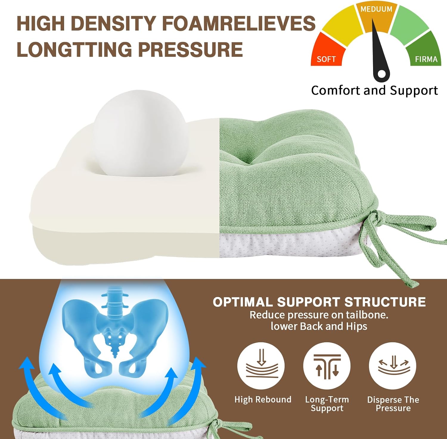 Thumbnail 5 de BETU Chair Cushions for Dining Chairs (Set of 6) – 15.5 x 15.5 x 3.5 in, Green