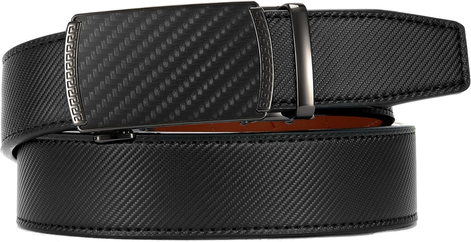 Detalle de CHAOREN Mens Belt Leather Ratchet Belt - Customizable Fit, Effortless Style (35mm)