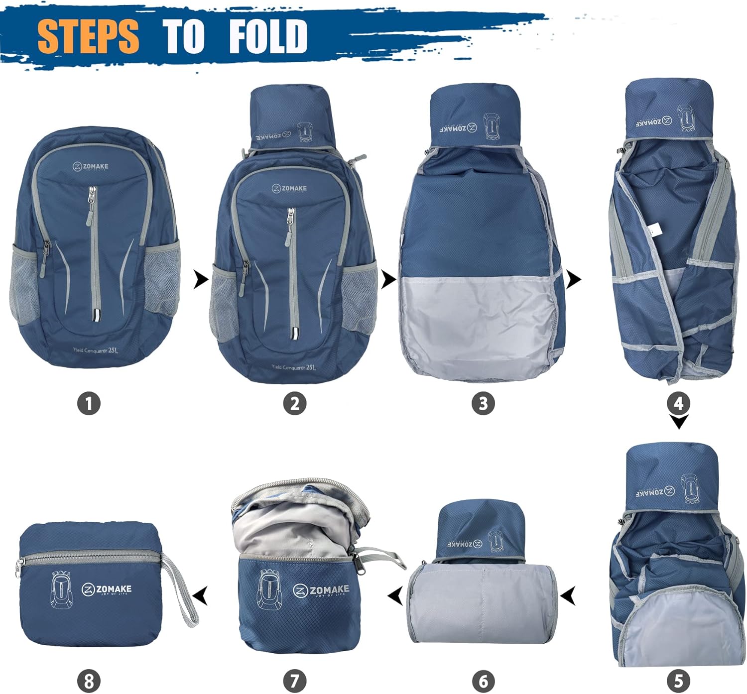 Thumbnail 5 de ZOMAKE Lightweight Foldable Backpack: 25L Packable Daypack for Travel, Hiking and Everyday Use