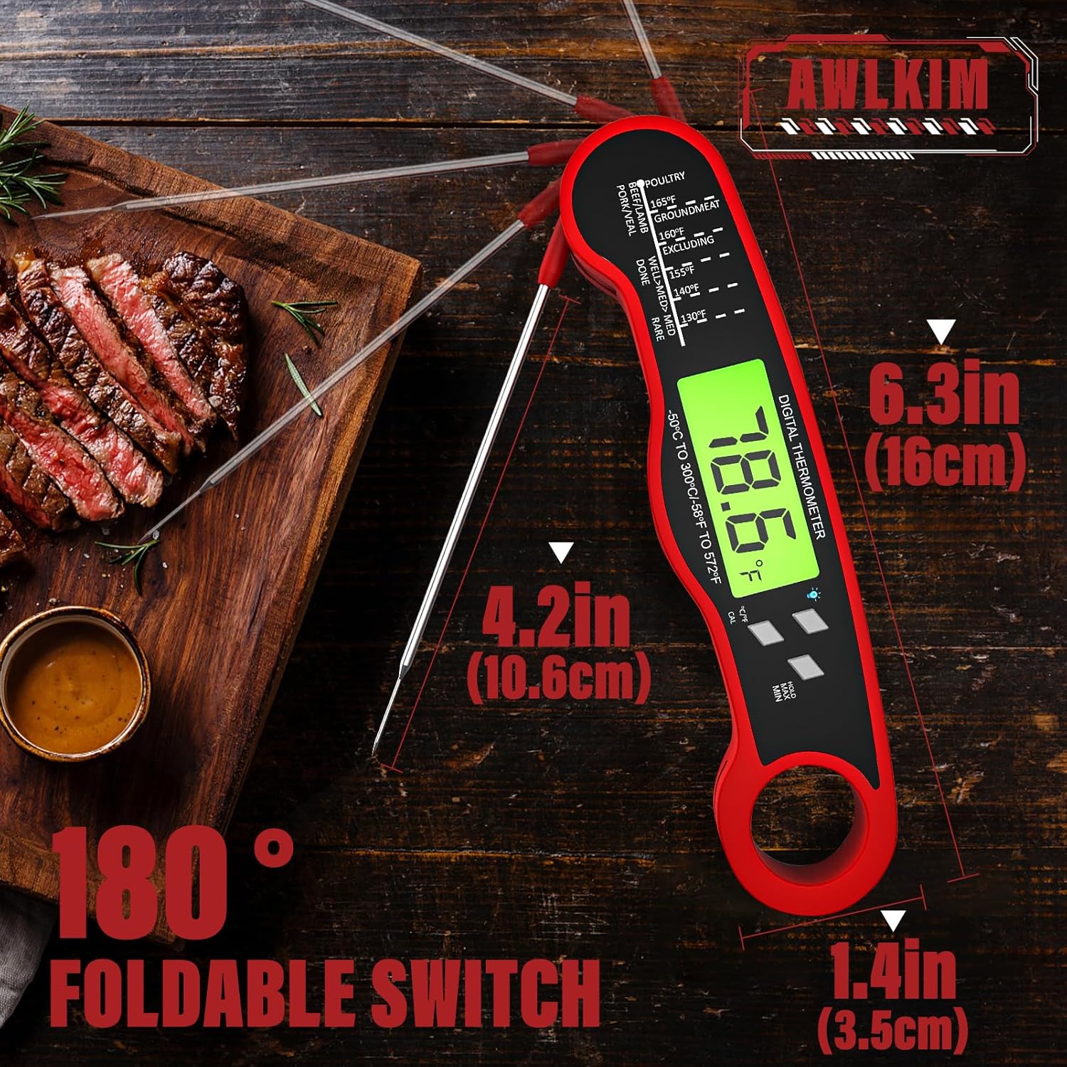 Detalle de AWLKIM Digital Meat Thermometer, Instant Read