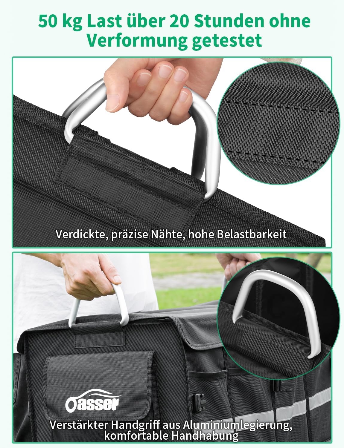 Detalle de Oasser Kofferraumtasche Kofferraum-Organizer mit Deckel – faltbar, wasserdicht & rutschfest