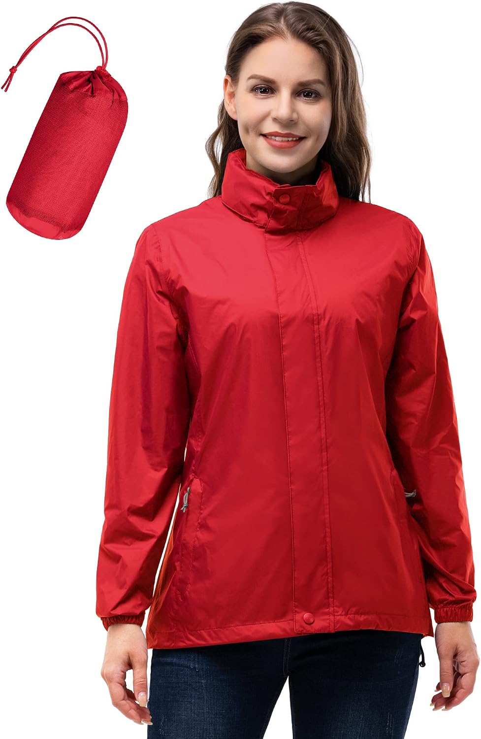 Detalle 2 de 33,000ft Damen wasserdichte, faltbare Regenjacke mit Kapuze – leicht & atmungsaktiv
