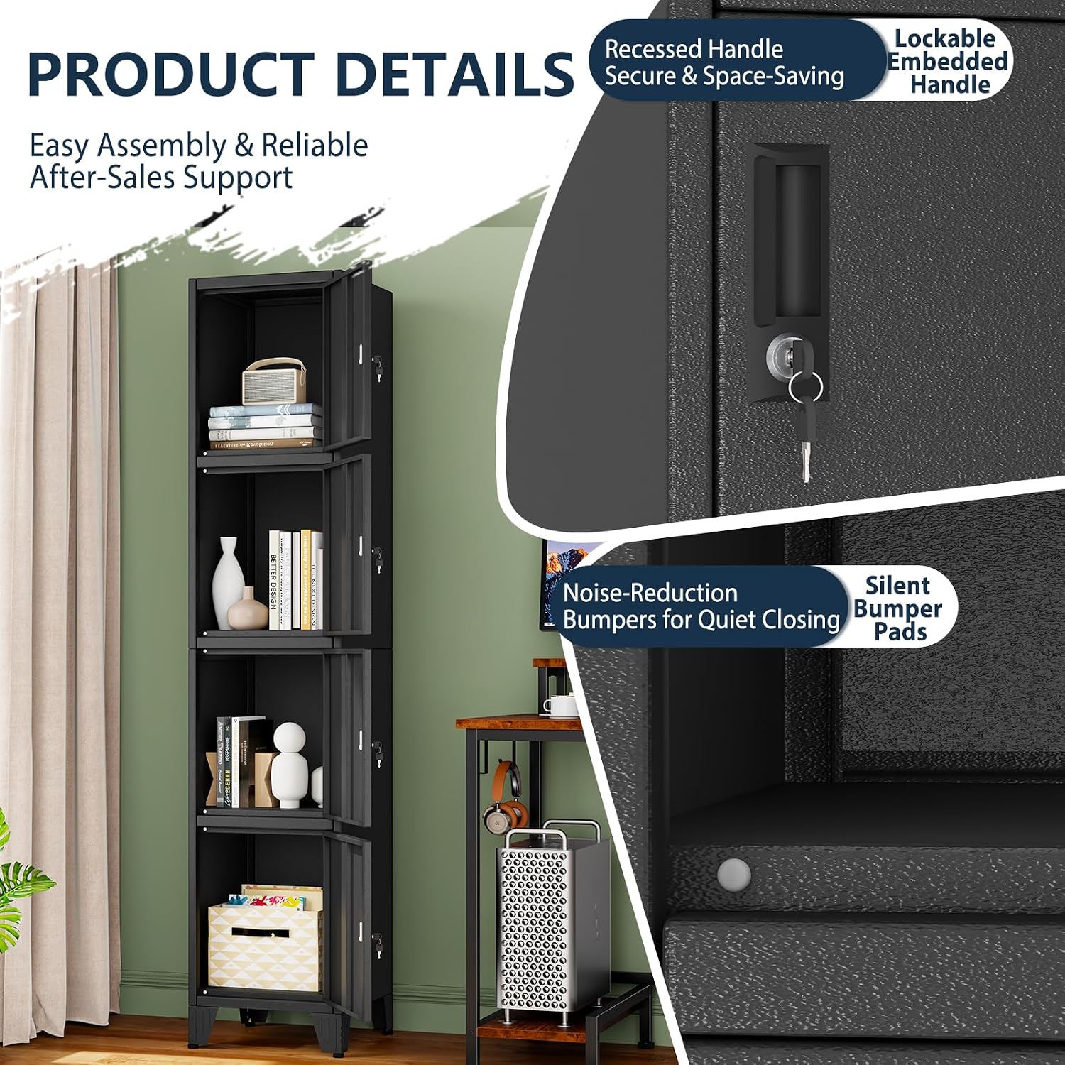 Detalle de GDNVBRDS 6Locker 71-Inch Metal Locker Cabinet, 6 Keyed Compartments