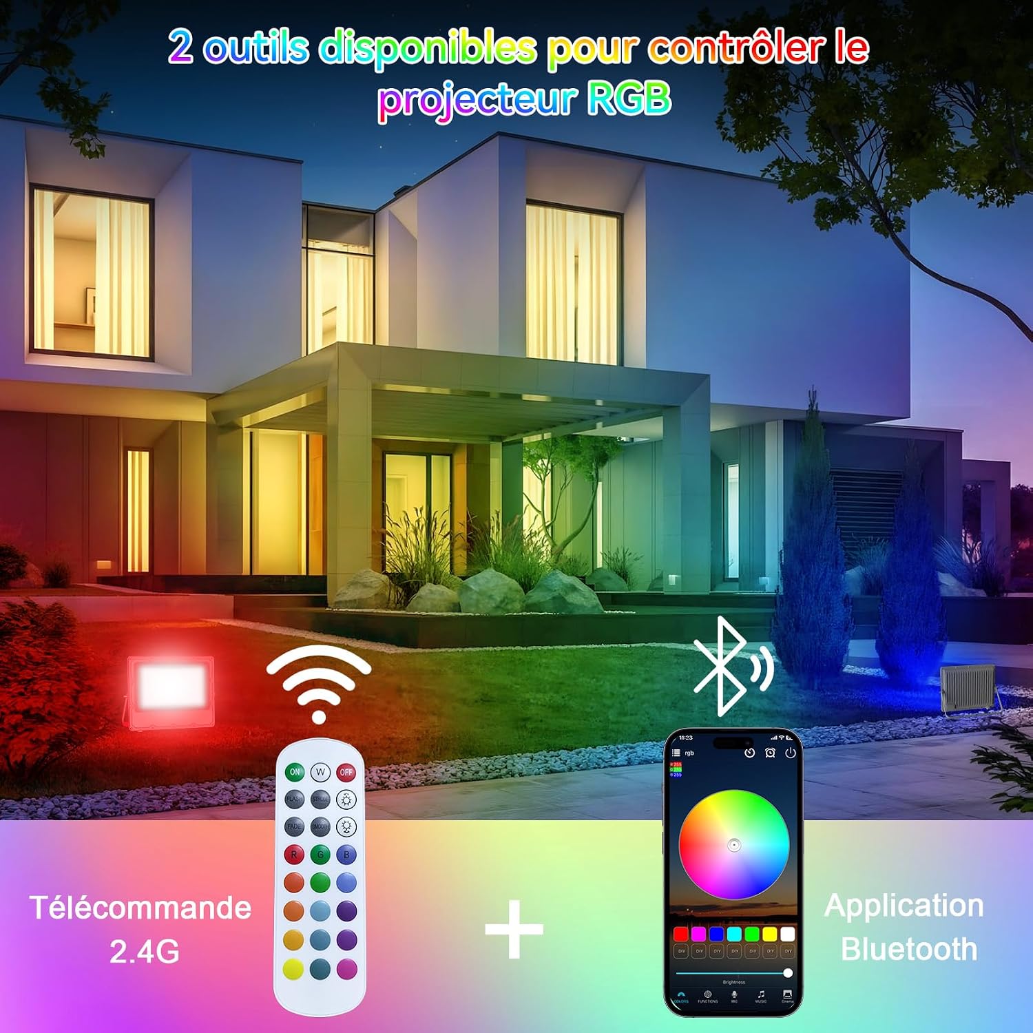 Detalle de MEEKBOS MKB-ZJRGB150 RGB-ledschijnwerpers, set van 2, 150 W, IP66