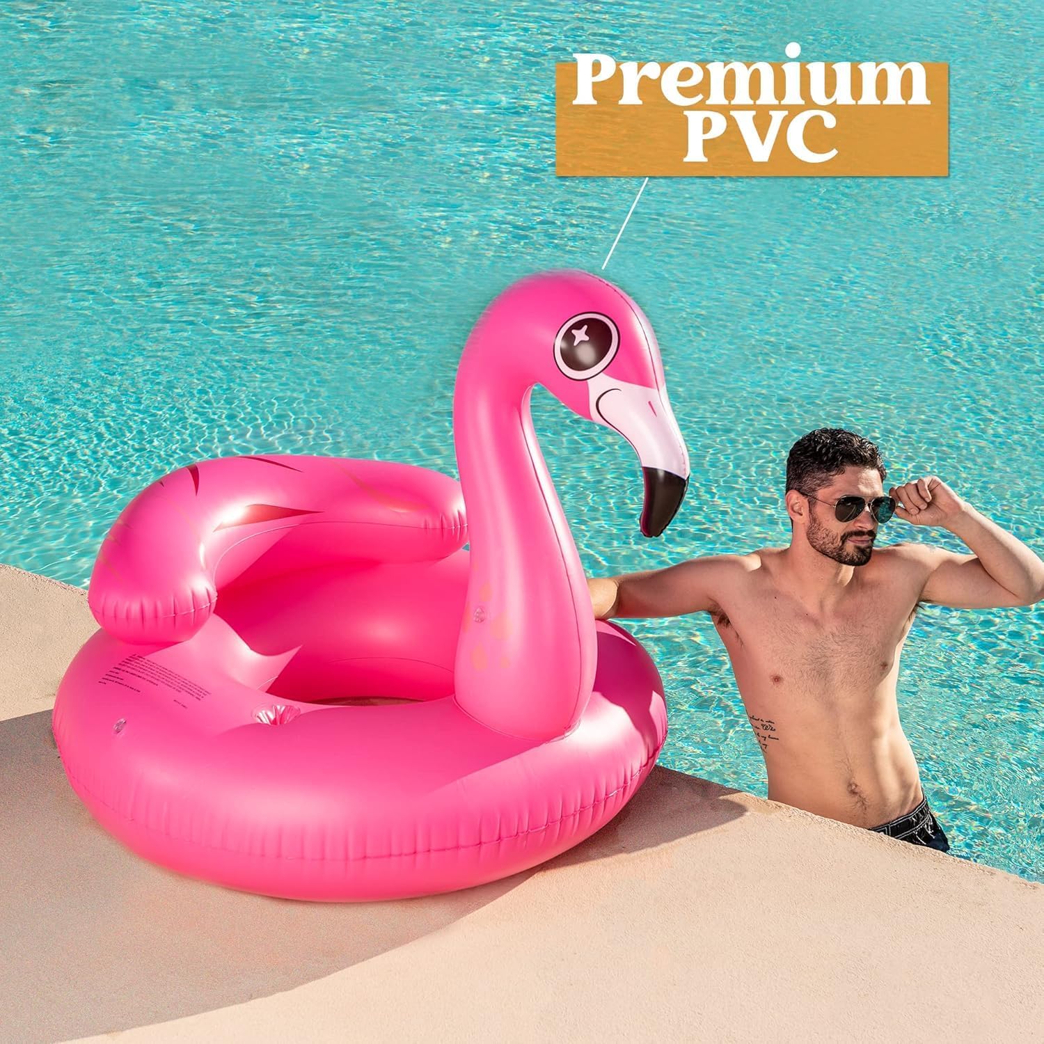Thumbnail 3 de JOYIN 112cm Inflatable Flamingo Tube pool float with cup holders and head rest