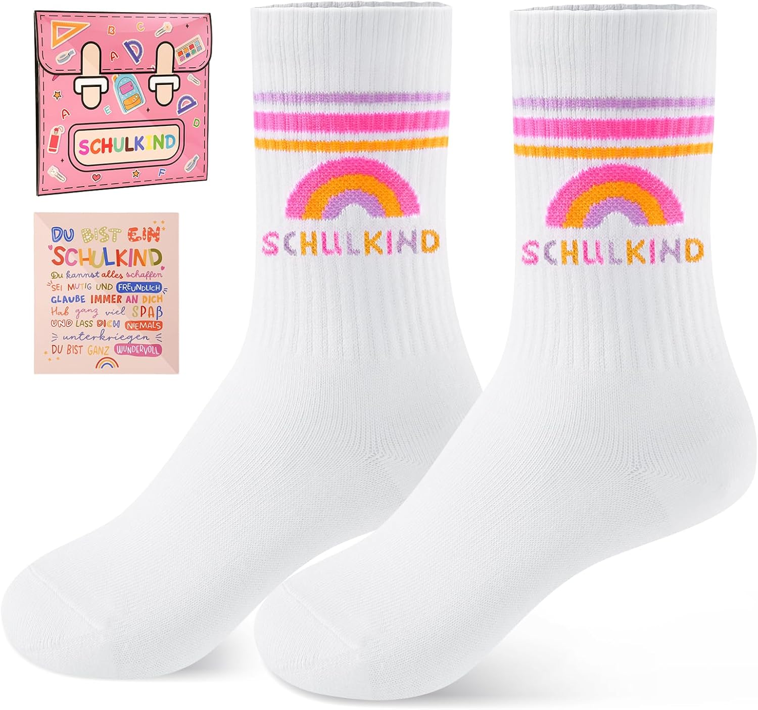 SockWaddles Schulkind Socken aus Baumwolle – bunte, atmungsaktive Strümpfe für Schulstart (EU25-34)
