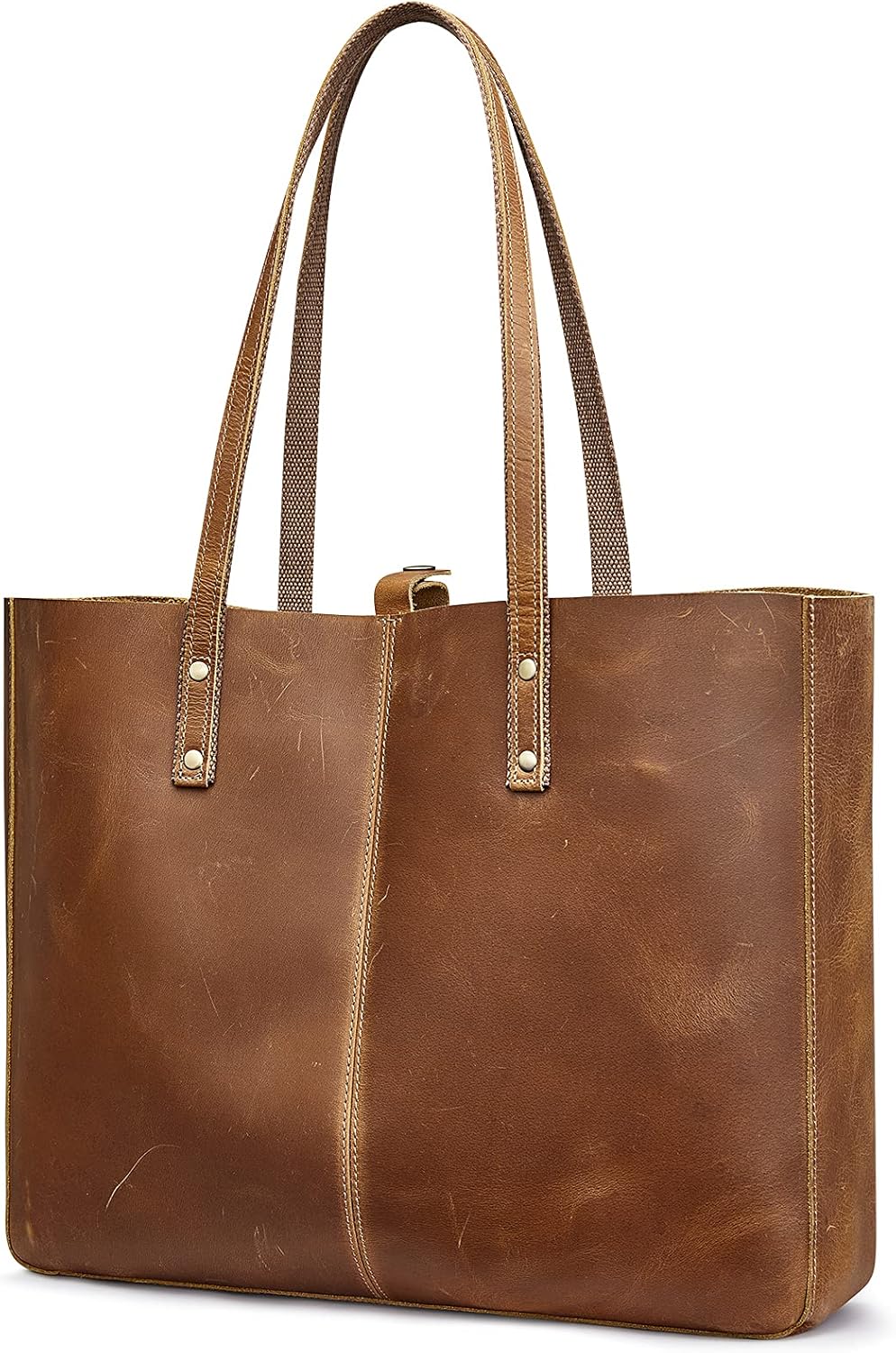 Thumbnail 6 de S-ZONE Femme Sac à Main Vintage Crazy Horse Cuir Grand Shopper – polyvalent et organisé