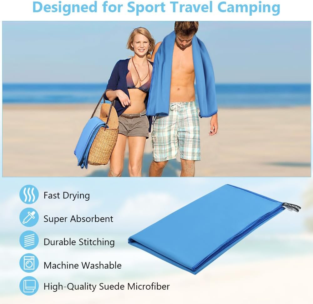 Thumbnail 4 de flintronic Mikrofaser-Handtuch (200×100 cm) – schnelltrocknend, sport- und strandtauglich in Himmelblau