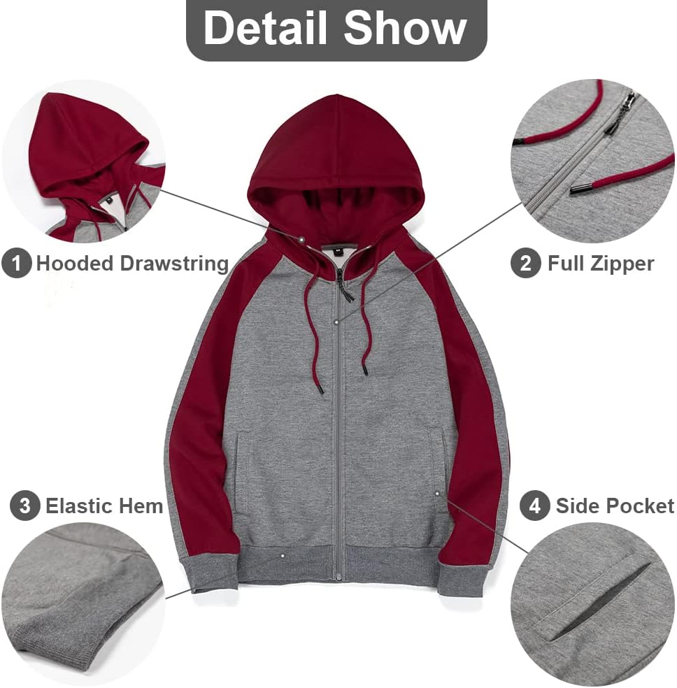 Thumbnail 2 de Wirltte men’s zip-up patchwork fleece hoodie jacket for winter warmth