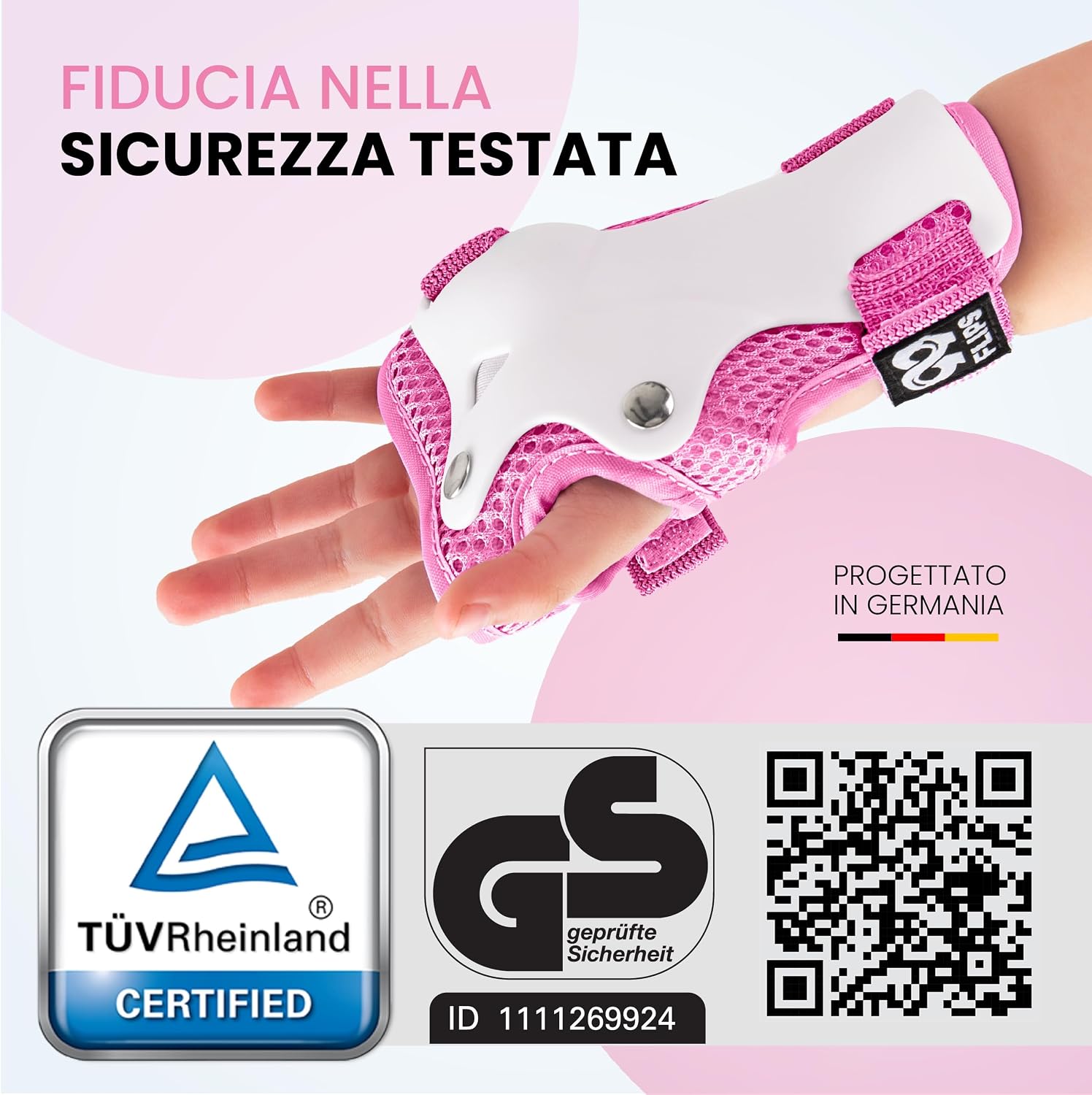 Detalle 2 de 99FLIPS Protezioni Skateboard Bambini – Set protezioni ginocchiere, gomitiere e polsiere per skateboard e pattini in linea