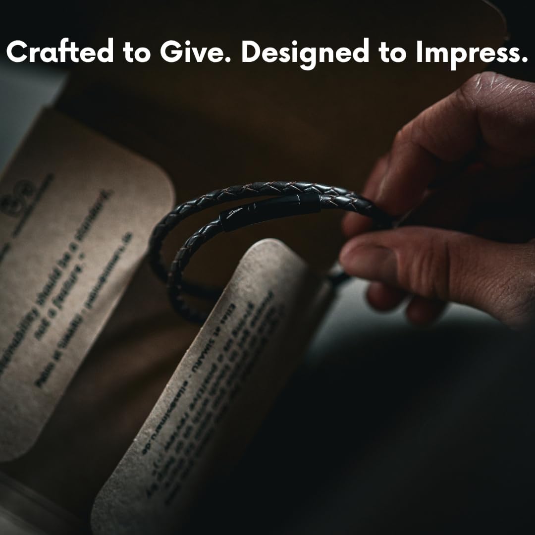 Thumbnail 6 de Simaru bracelet en cuir 4 mm tressé à enrouler – taille unisexe, fermeture en acier inoxydable