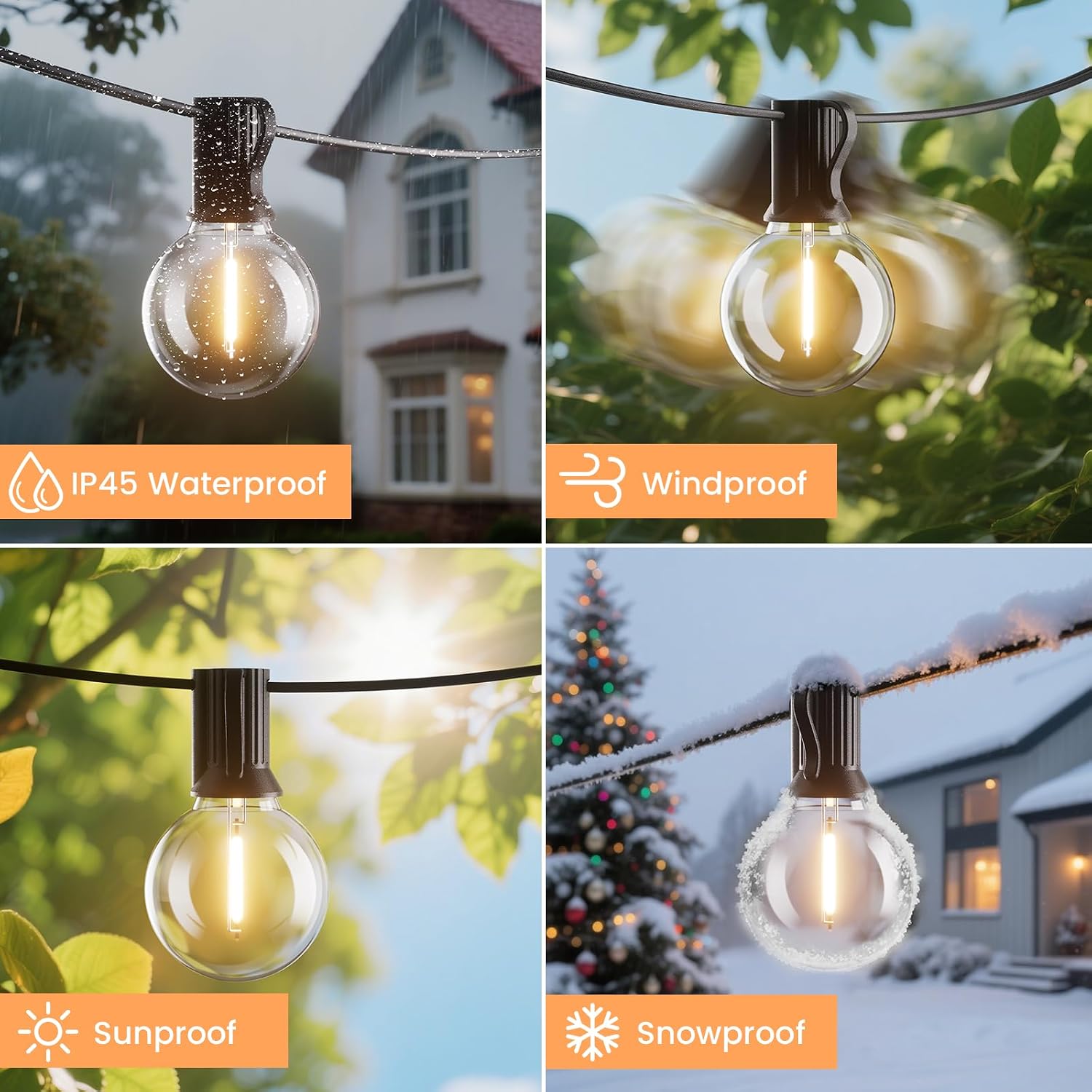 Detalle 2 de Yuucio Guirnalda de Luces Exterior LED 7.6M con Bombillas G40