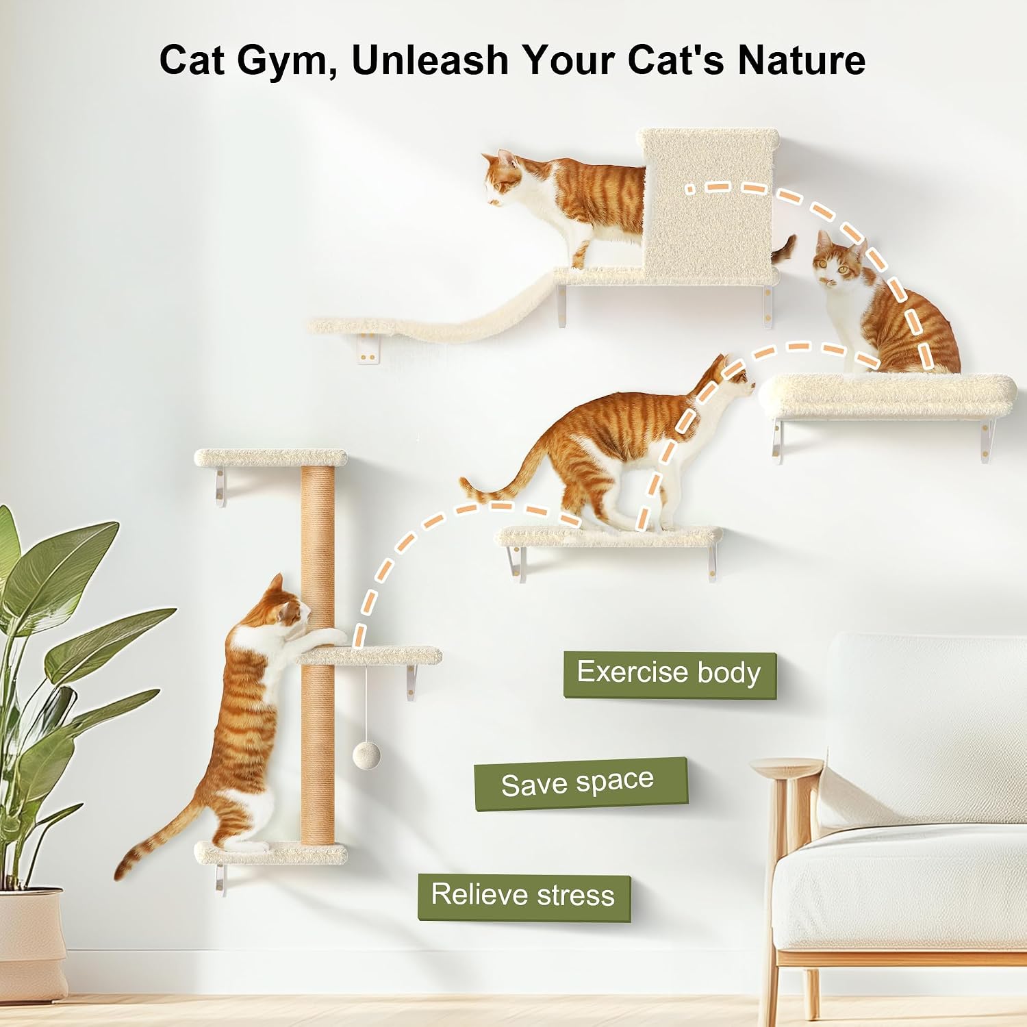 Detalle 2 de FUKUMARU Cat Wall Shelves 4-in-1