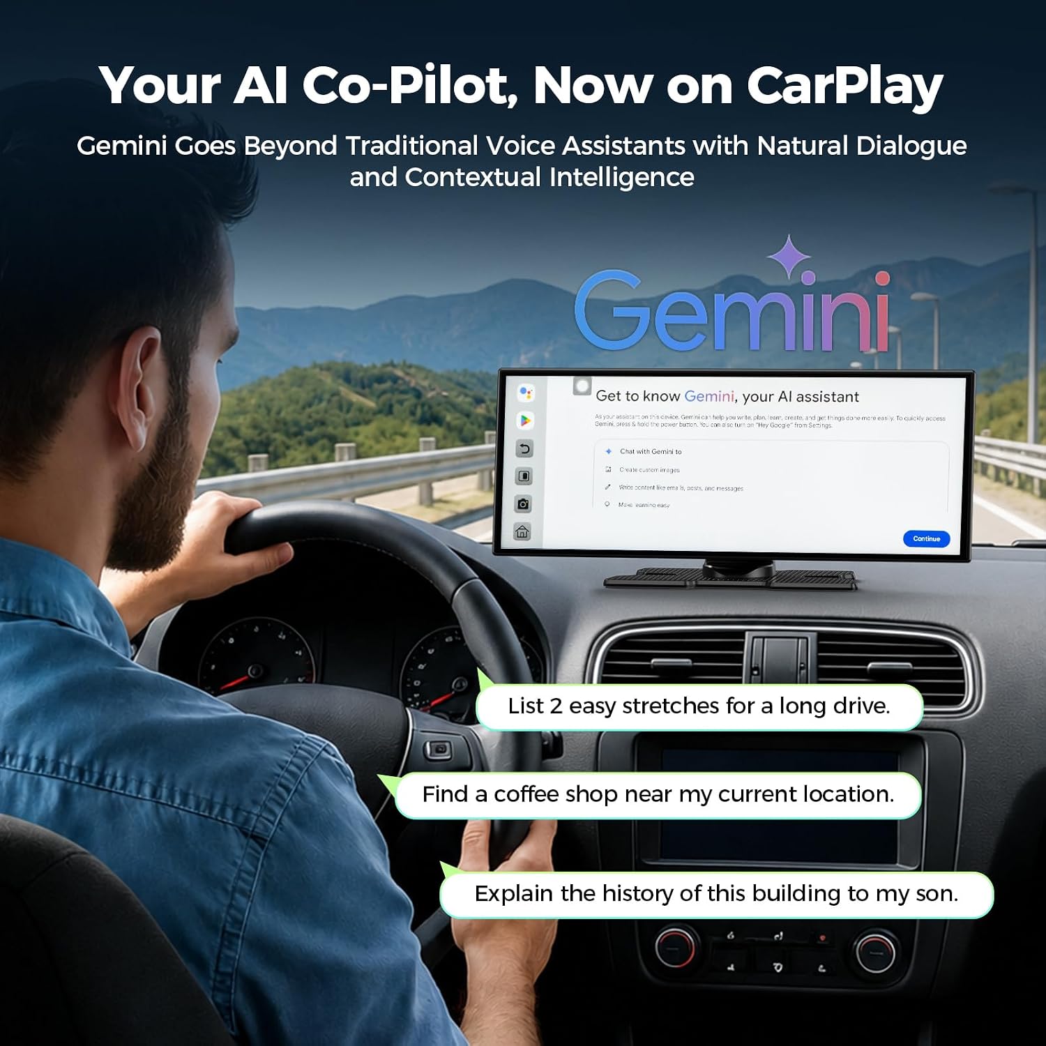 Thumbnail 4 de LAMTTO 11'' AI CarPlay Screen with Gemini AI, Google Play Apps, and 8-Core Performance
