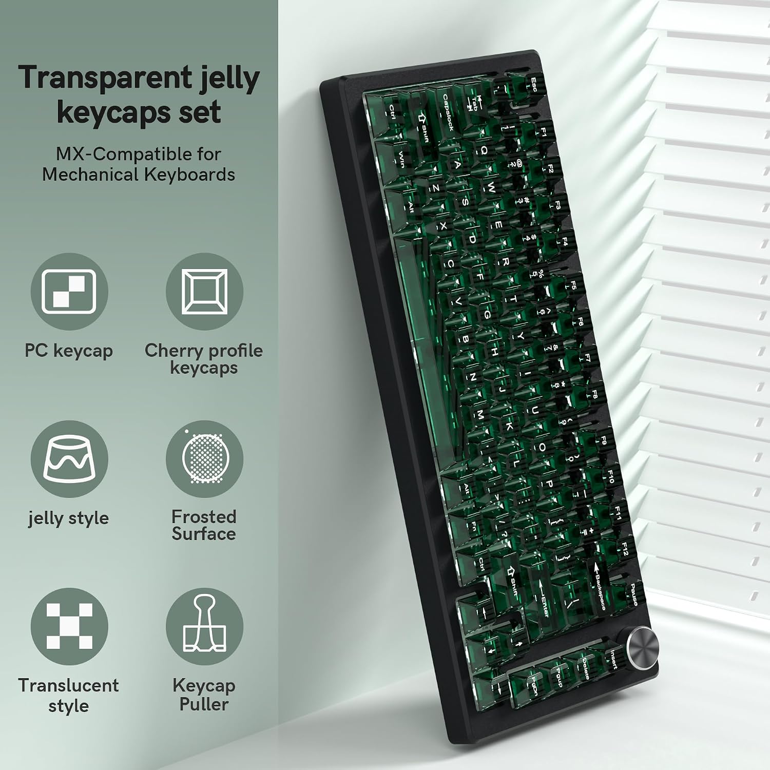 Detalle de dagaladoo 115-Key Transparent Green Keycaps, Cherry Profile for MX Switches