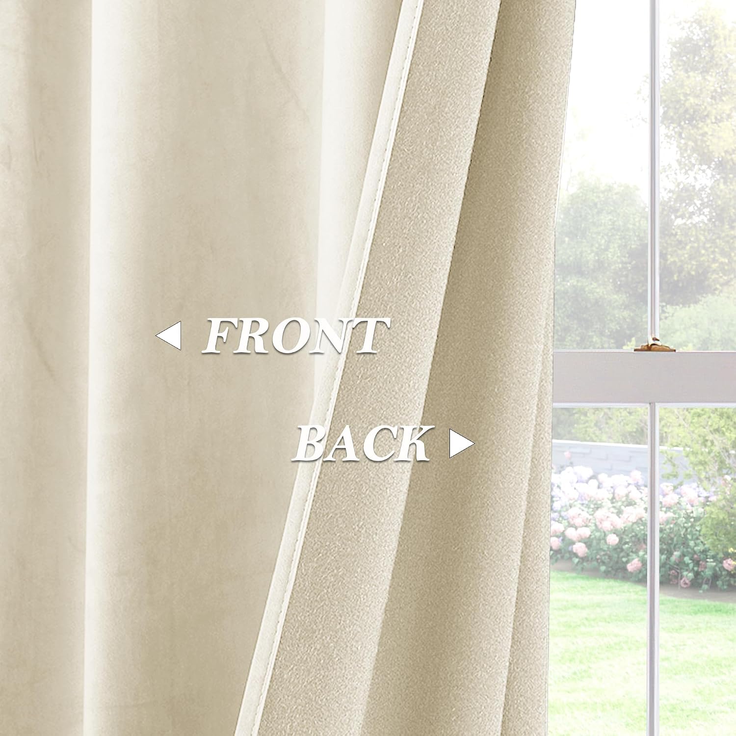 Detalle de PONY DANCE Cream Velvet Curtains 46×54 in