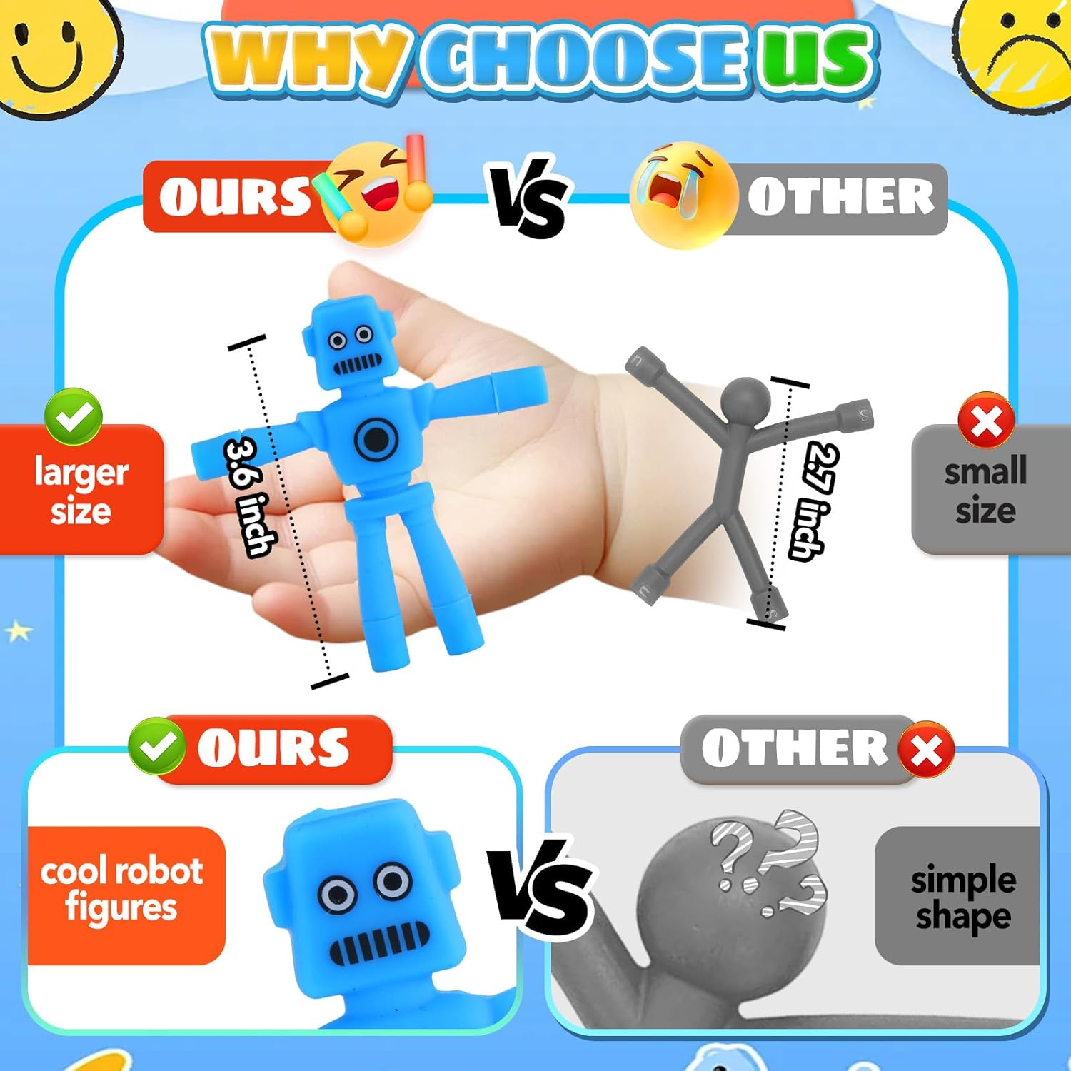 Detalle de Travel Magnetic Fidget Toys: 5‑Piece Magnetic Robot Men for Kids Aged 3–8 (Multi-Purpose, Whiteboard & Fridge Magnets)