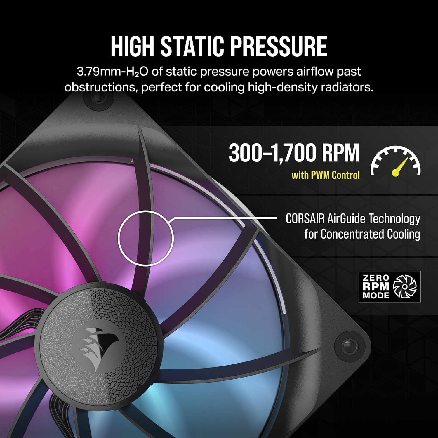 Detalle de CORSAIR iCUE LINK RX140 RGB 140mm PWM-Lüfter – Dual Pack, Schwarz
