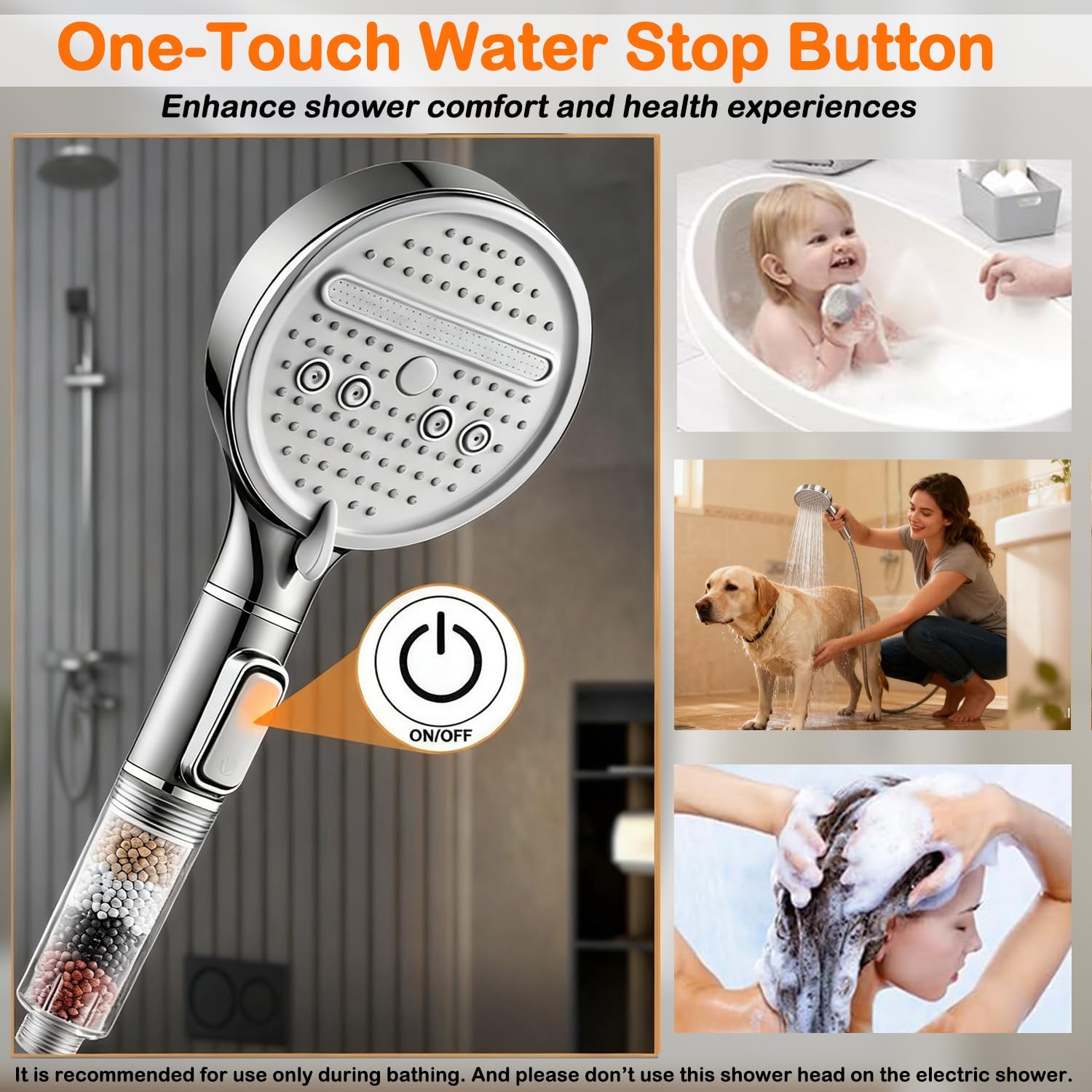 Detalle de Fenxyo Filtered Shower Head with 1.5M Hose Combo – High Pressure, Multi-Stage Filtration