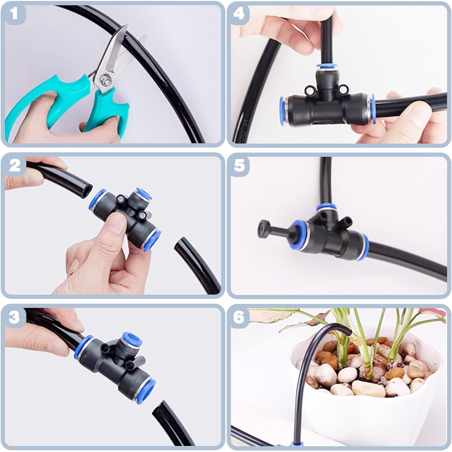 Detalle de Suyeah 49.21ft automatic drip irrigation kit with 360° bendable nozzle