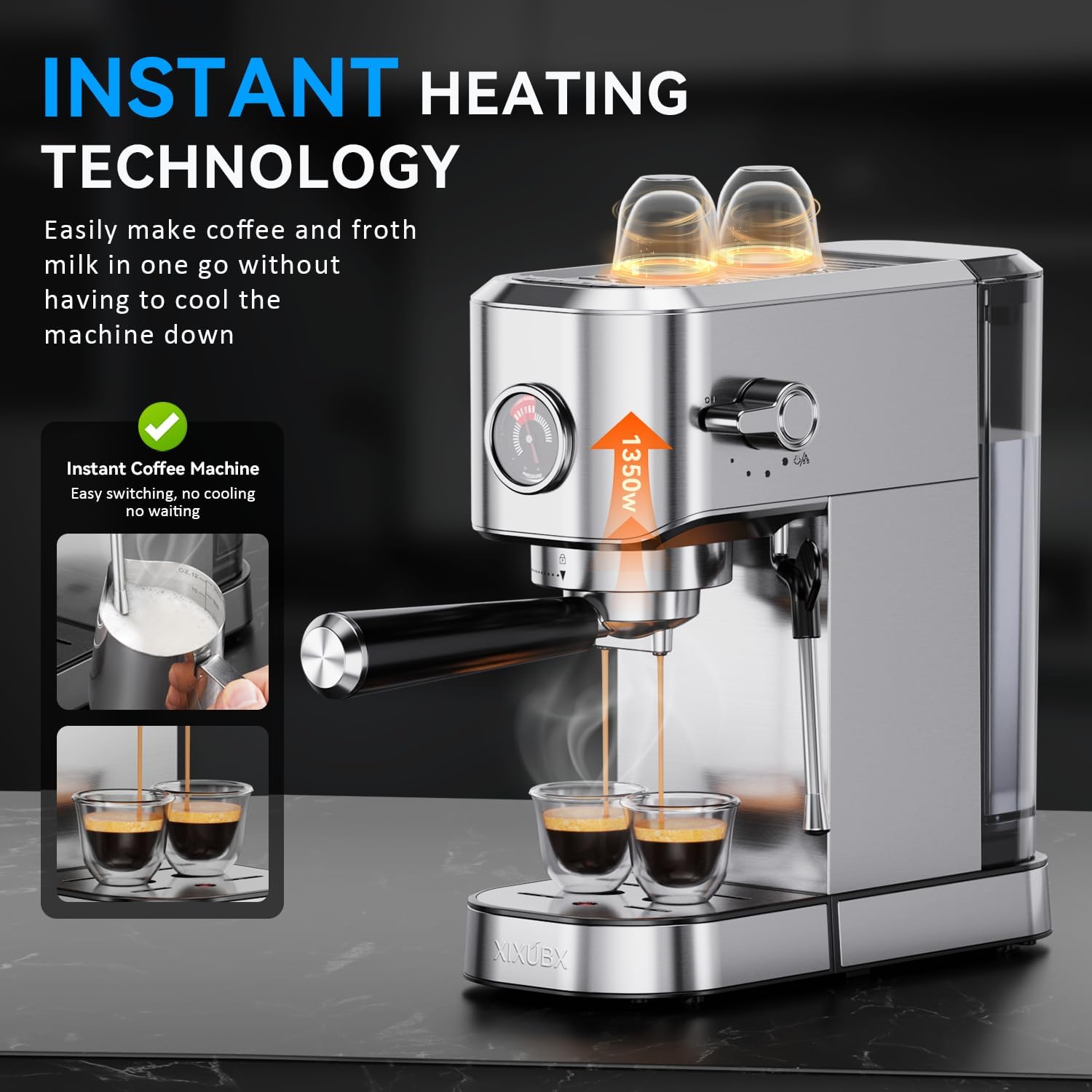 Thumbnail 3 de XIXUBX 20Bar Espresso Machine 42oz Water Tank