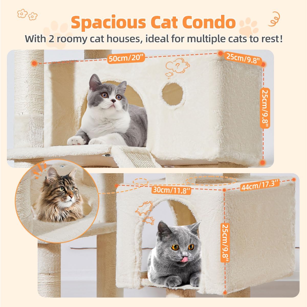 Thumbnail 3 de Taoqimiao Cat Tree, 180cm Cat Tower for Indoor Cats – MS026LM Beige