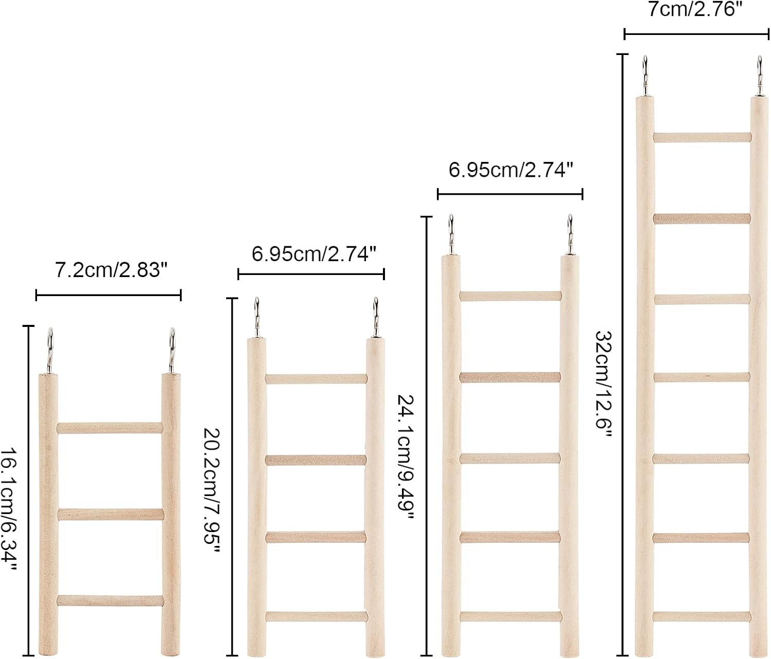 Detalle 2 de Vogeltreppe aus Holz für Papagei, 4 Stück