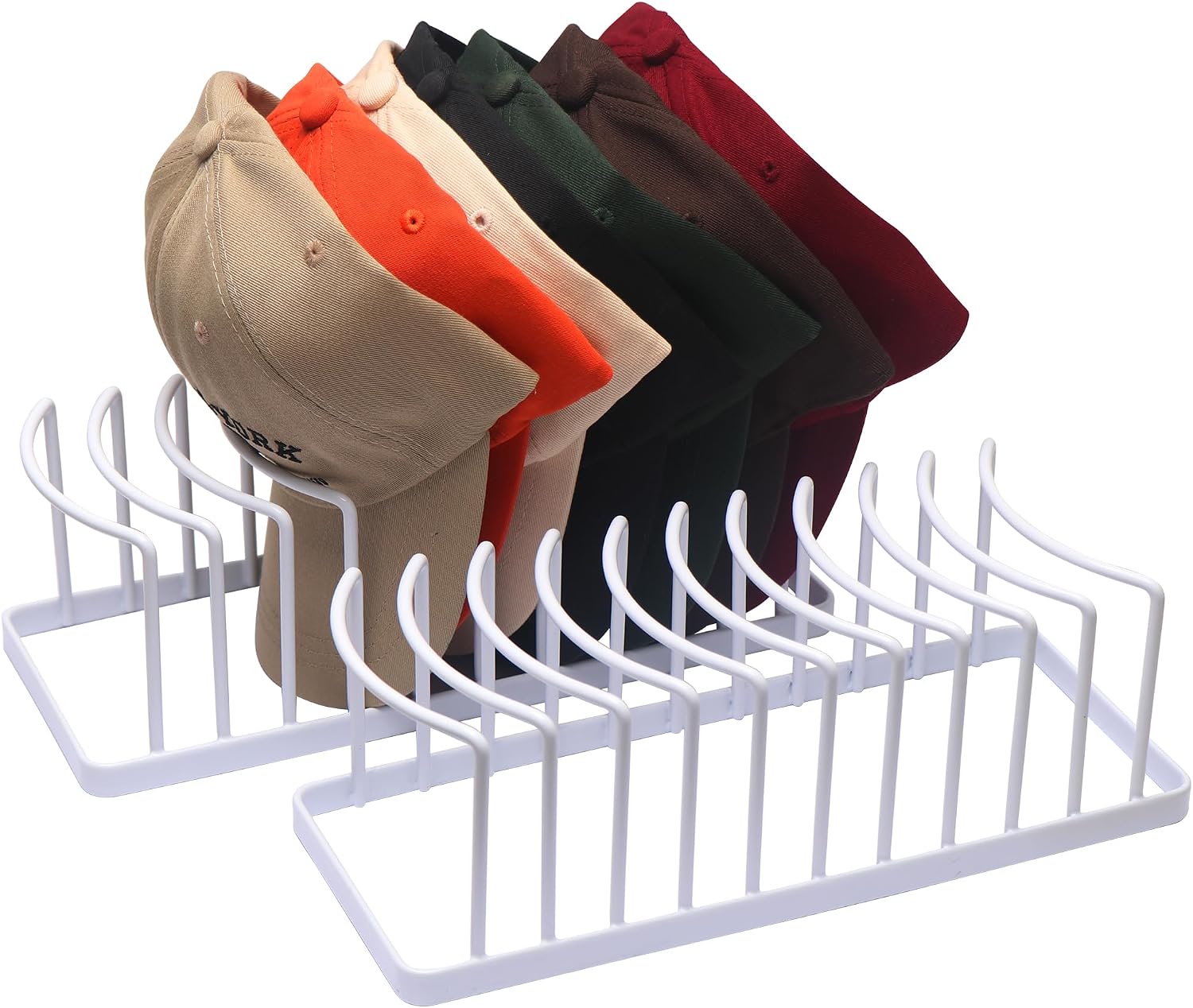 Detalle de YiSeyruo Hat Rack 0567 Hat Organizer, White 2-Pack, Carbon Steel for 20 Caps