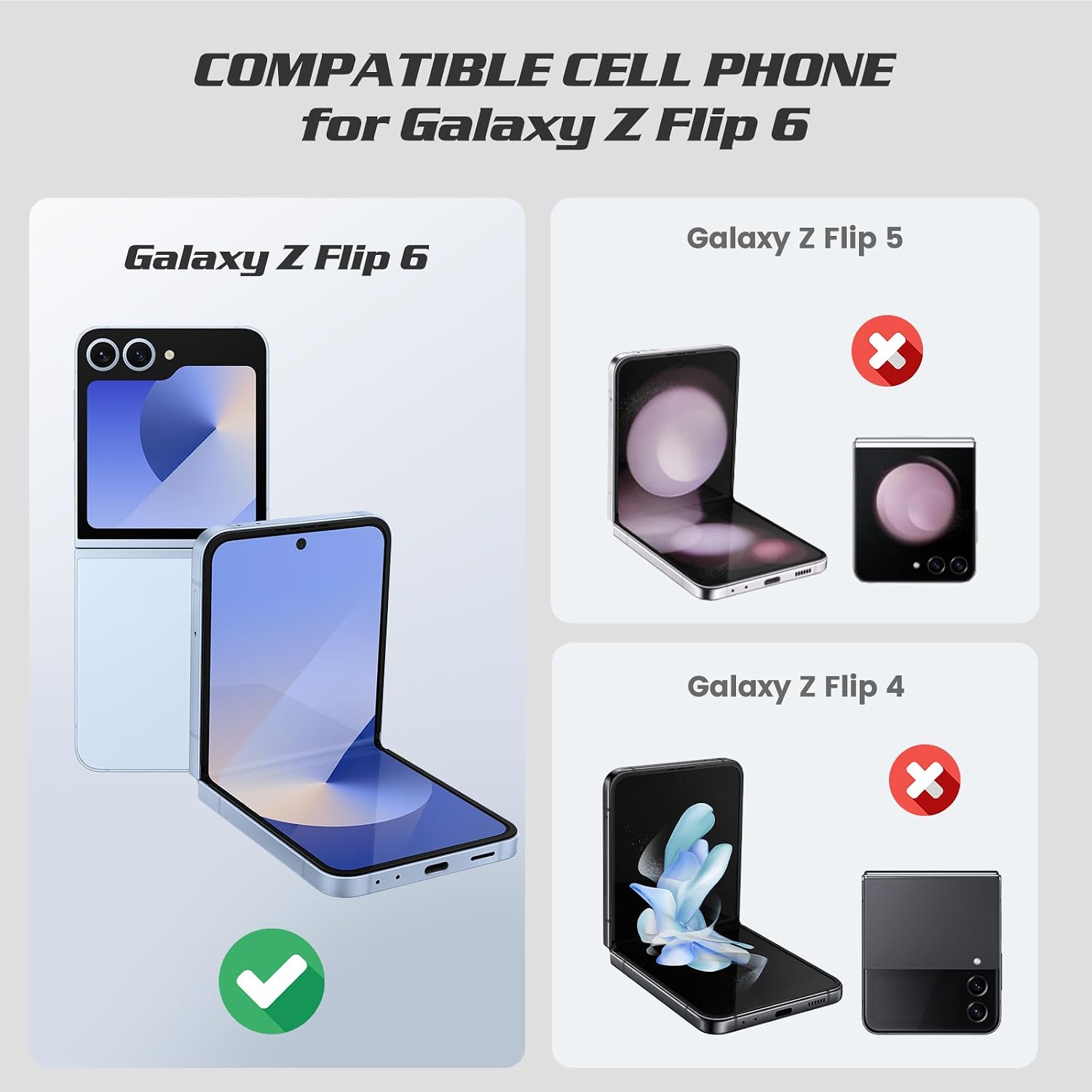 Detalle de Doeshine Ultra Slim Case with Built-In Screen Protector for Samsung Galaxy Z Flip 7 FE / Z Flip 6