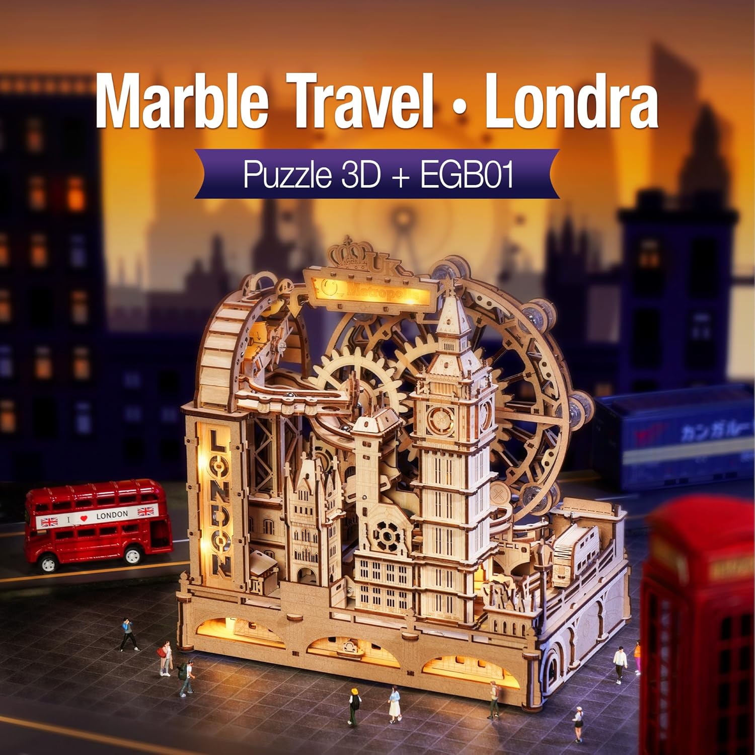 Thumbnail 1 de ROKR Puzzle 3D in legno per adulti (modello Londra) con palline e meccanismo a tocco