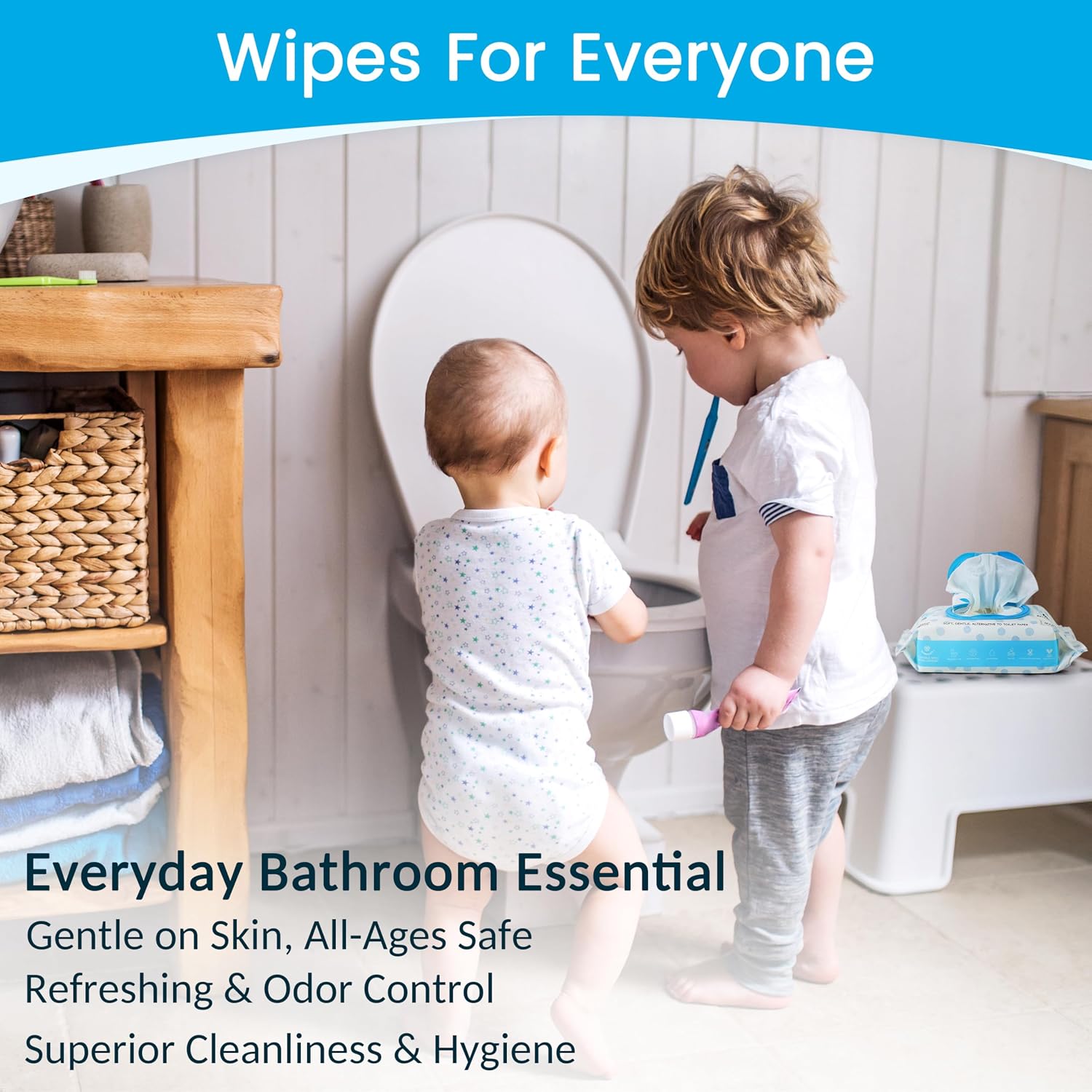 Detalle de Wonderful Flushable Wipes Unscented 360-Count (6-Pack): Plant-Based, Sewer & Septic Safe