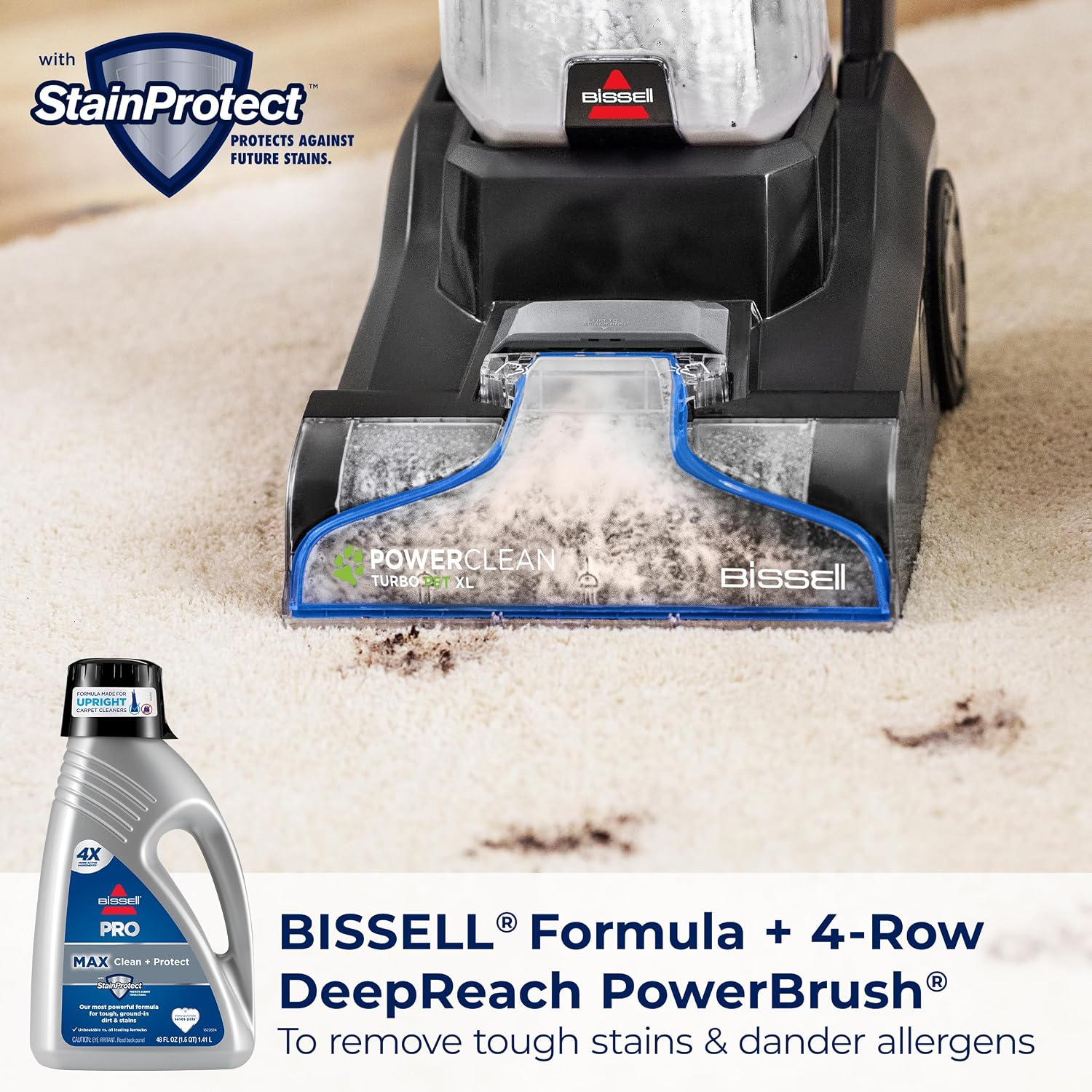 Detalle 2 de BISSELL 3738C PowerClean Turbo Pet XL Carpet Cleaner, 10-Inch Path, 1-Gallon Tank
