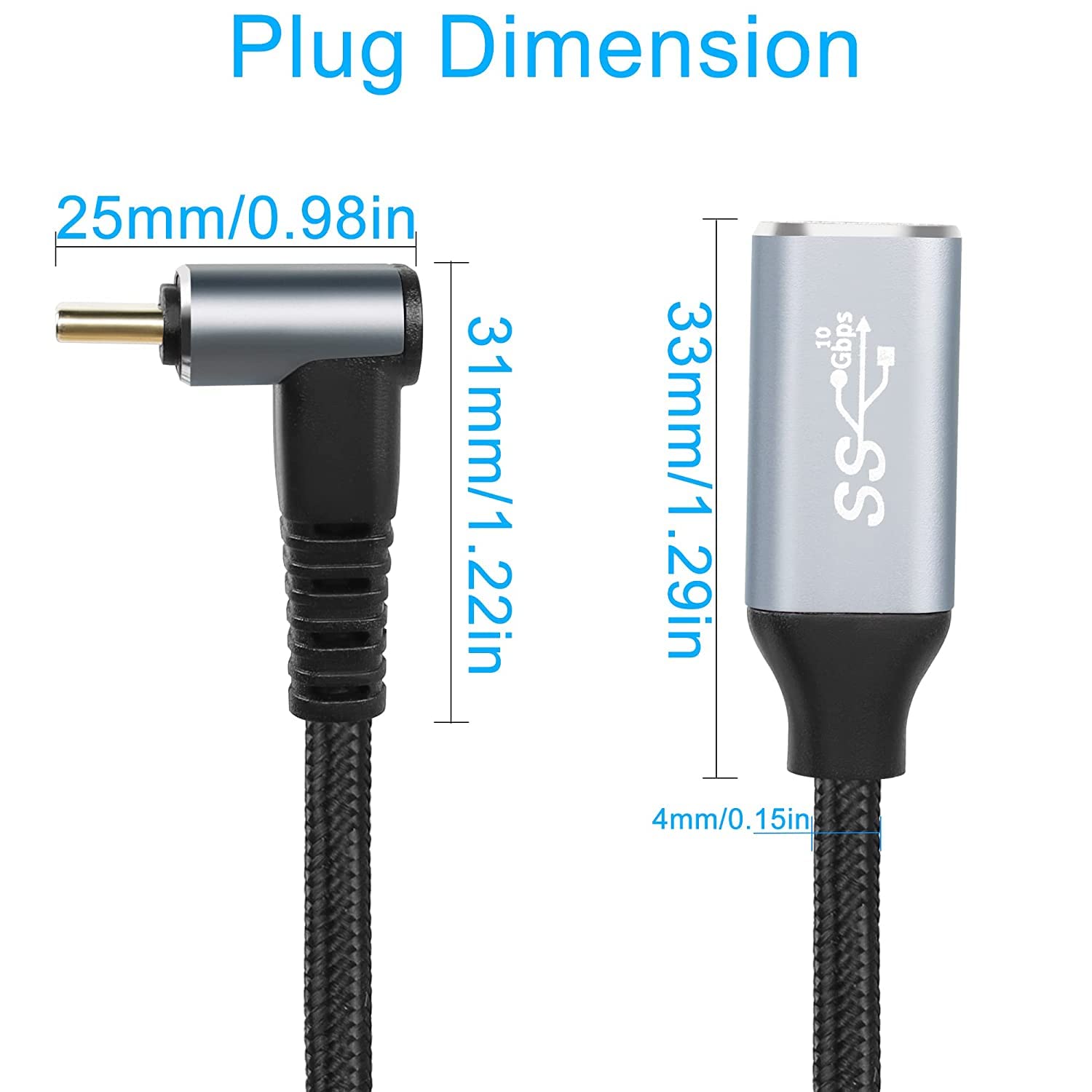 Thumbnail 6 de GELRHONR USB C Extension Cable 100W Type-C 90° Fast Charge, 10 Gbps Data, 4K@60Hz Support