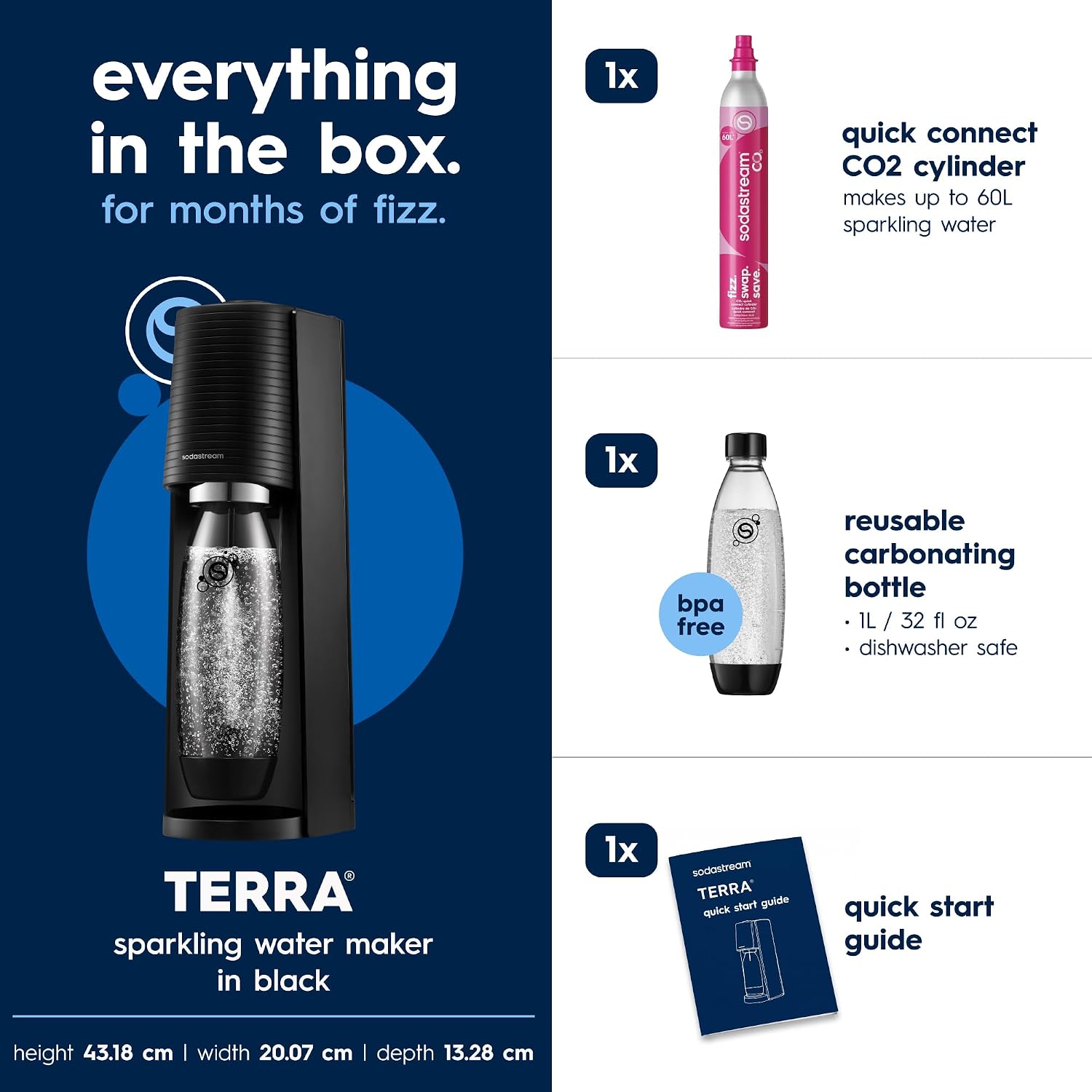 Detalle de SodaStream Terra Sparkling Water Maker with Quick Connect CO2 System – Black