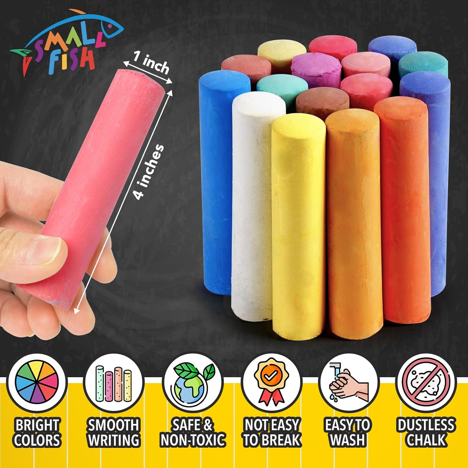 Detalle de 280-Count Sidewalk Chalk Set in 24 Colors (Washable, Jumbo)