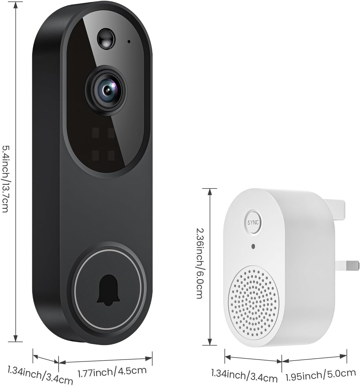 Detalle de ClipBlur Wireless Wi‑Fi Video Doorbell Camera (2.4G Wi‑Fi) with Night Vision, Two‑Way Audio & AI Motion Detection