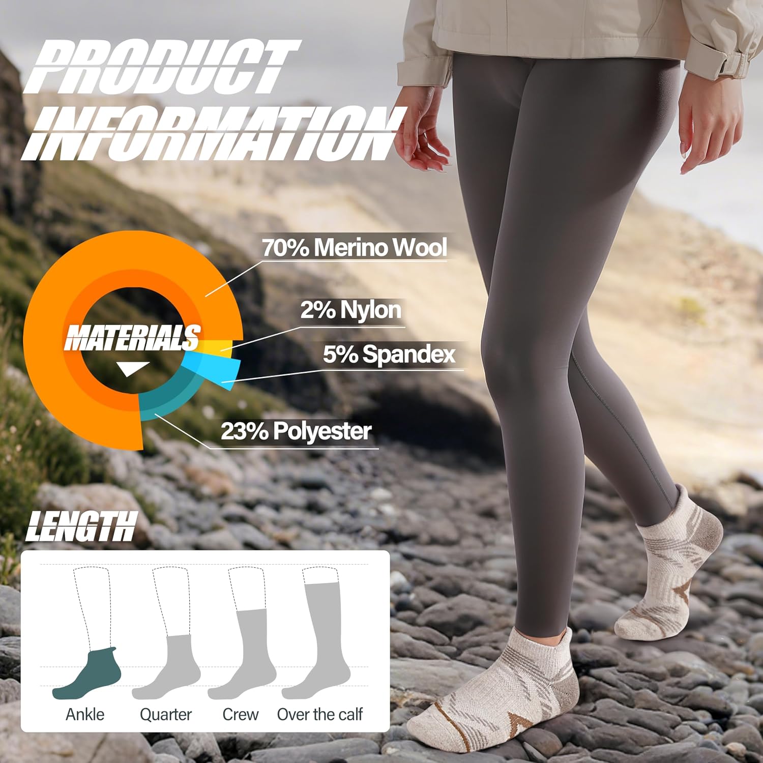 Thumbnail 4 de ANTSANG Merino No Show Socks for Hiking