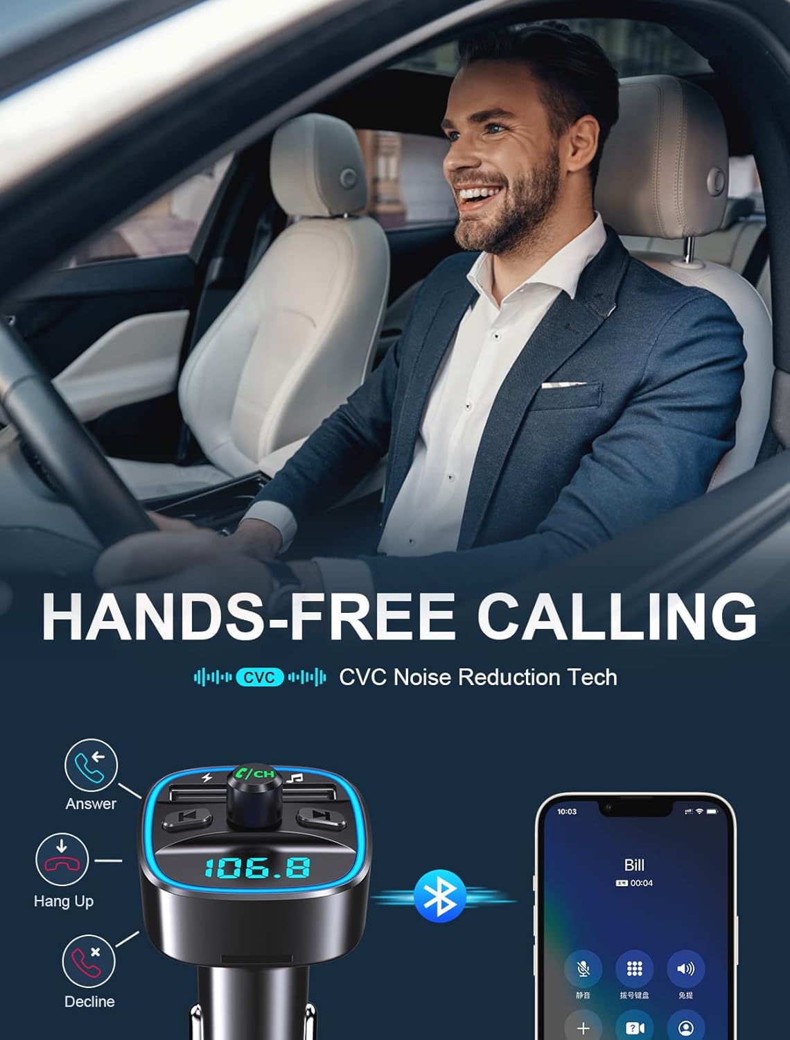 Thumbnail 3 de Mohard Bluetooth Car Adapter with dual USB 5V/2.4A