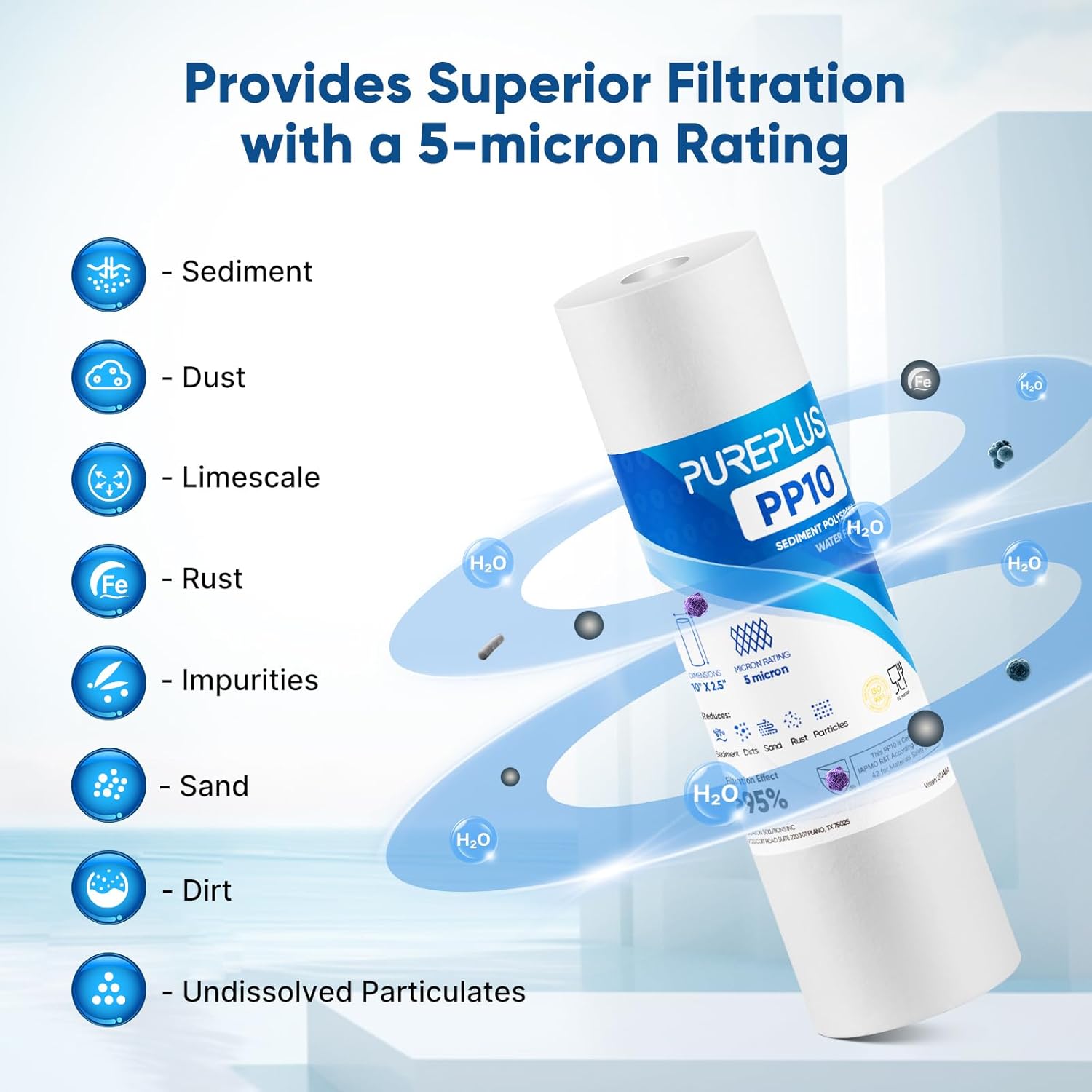 Thumbnail 5 de PUREPLUS 10" x 2.5" 5 Micron Sediment Filter cartridge