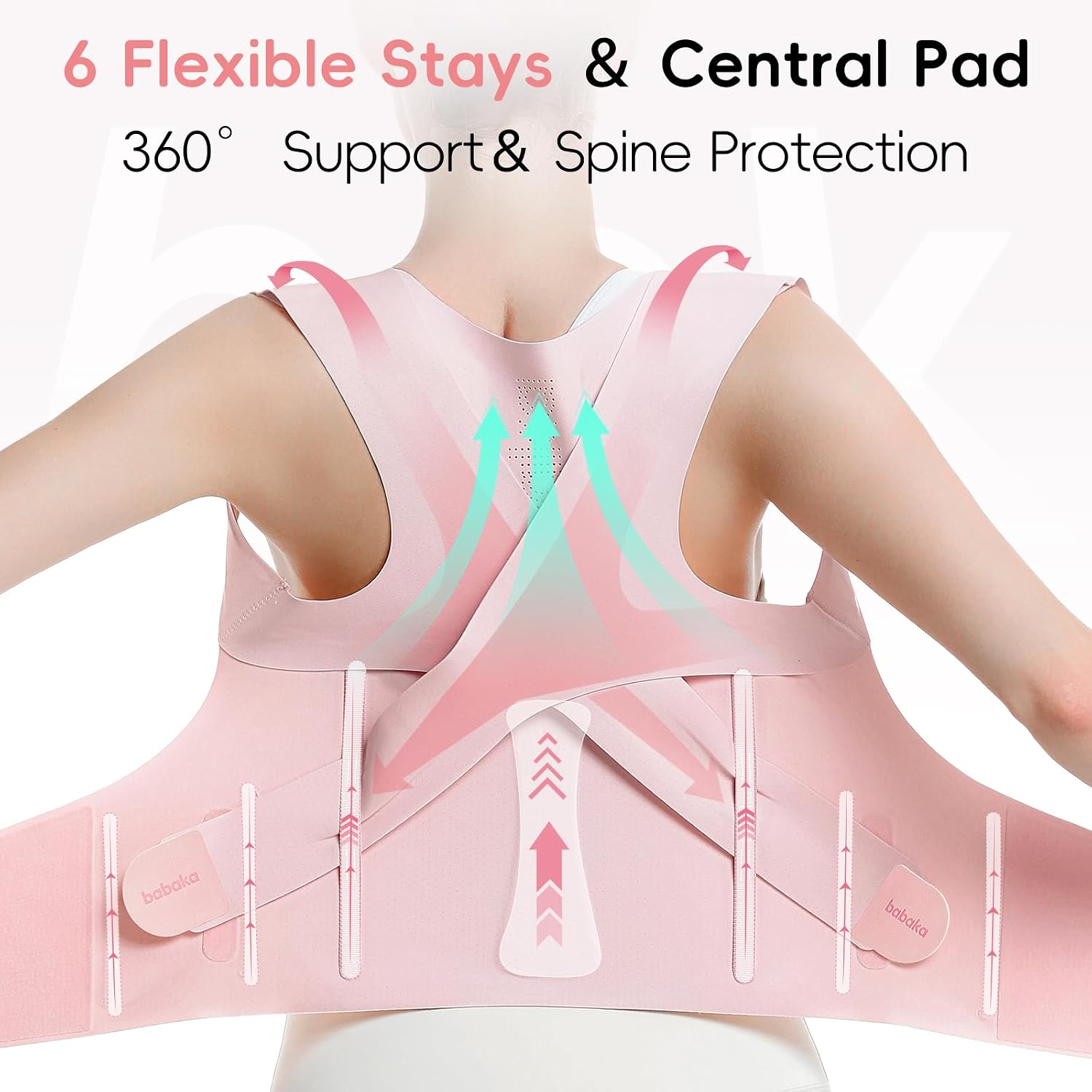 Detalle 2 de babaka Posture Corrector for Women — Invisible, Lightweight Back Brace (Pink, Medium, 29''-35'' Waist)