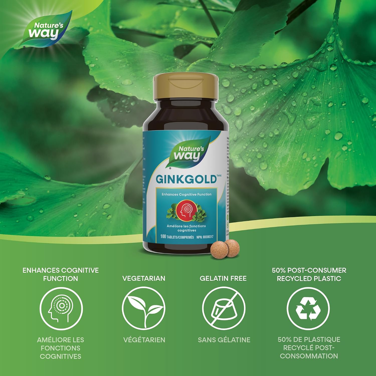 Detalle de Nature's Way Ginkgo biloba tablets 60 mg