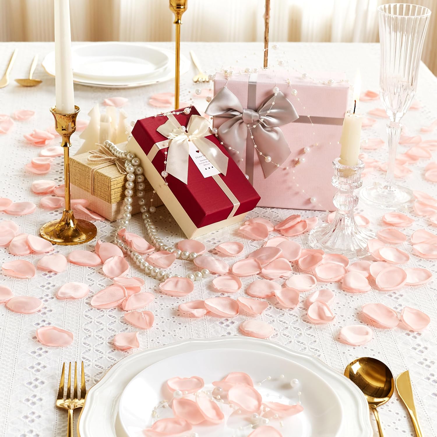 Detalle 2 de XIANNVXI Light Red Pink Rose Petals Pettles – 400 Silk Rose Petals for Romantic Decor